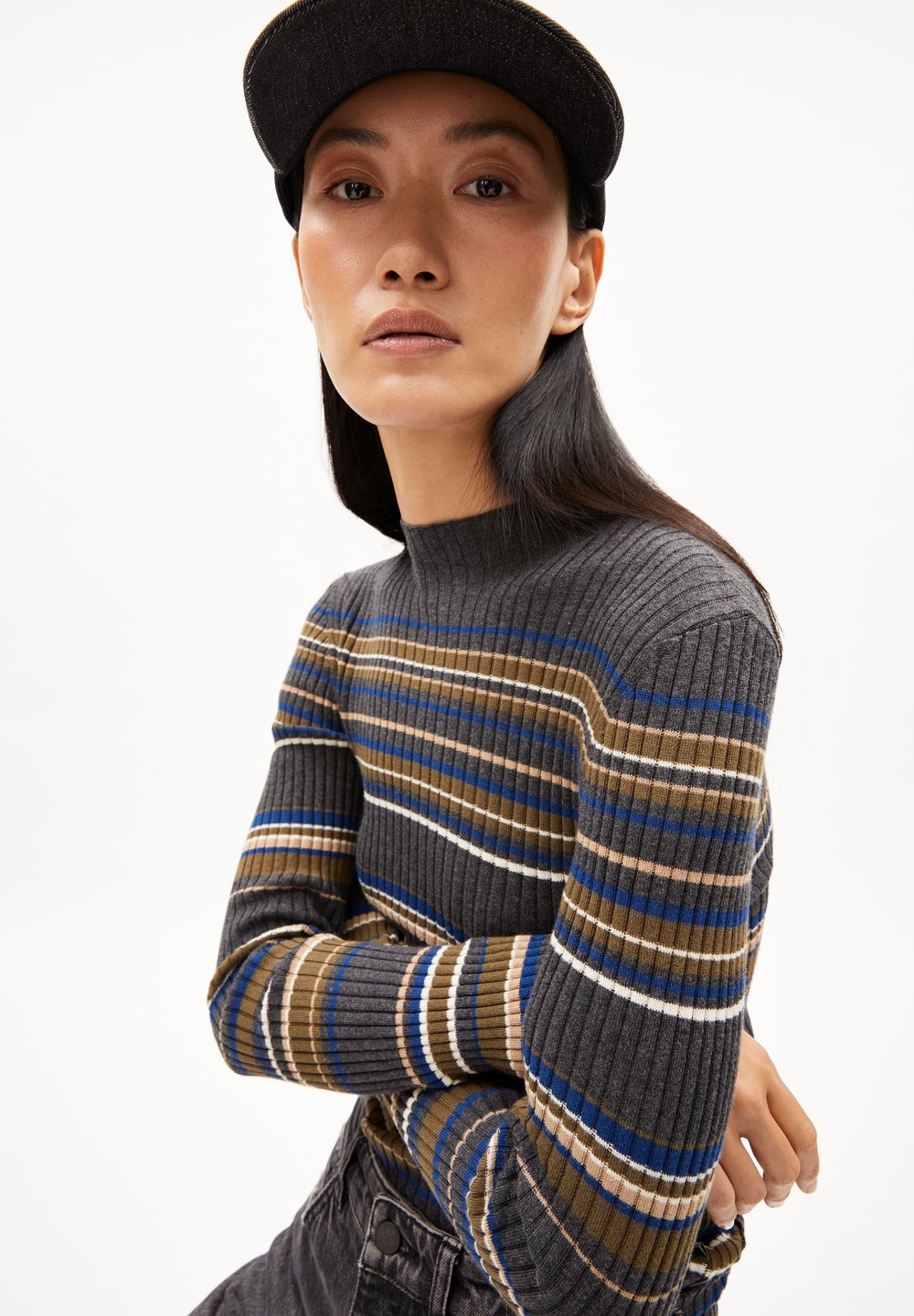 ARMEDANGELS ALAANIA NEW STRIPES Sweater Slim Fit made of Organic Cotton Indigo | AYEKW3489