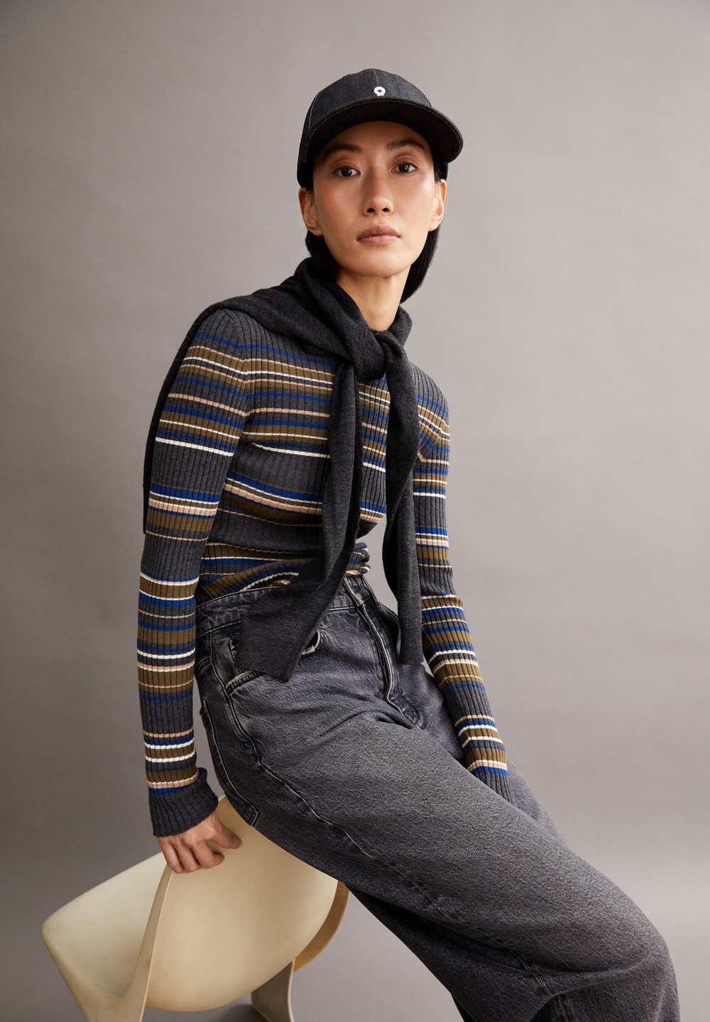 ARMEDANGELS ALAANIA NEW STRIPES Sweater Slim Fit made of Organic Cotton Indigo | AYEKW3489