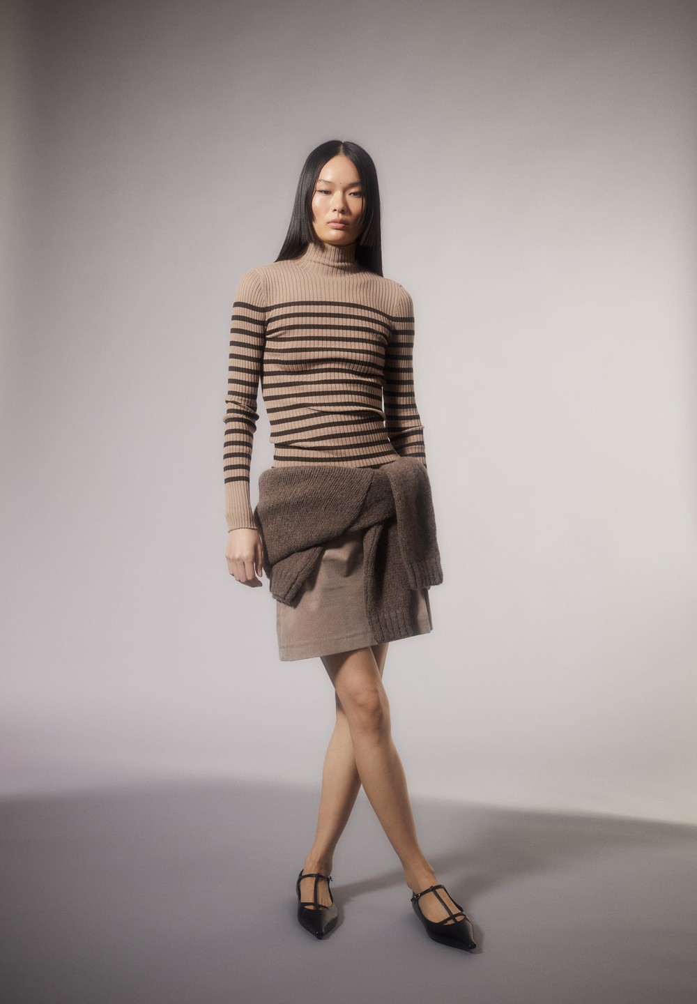 ARMEDANGELS ALAANIA PLACED STRIPES Sweater Slim Fit made of Organic Cotton Cinnamon Dust-coffee | LNWVC6123