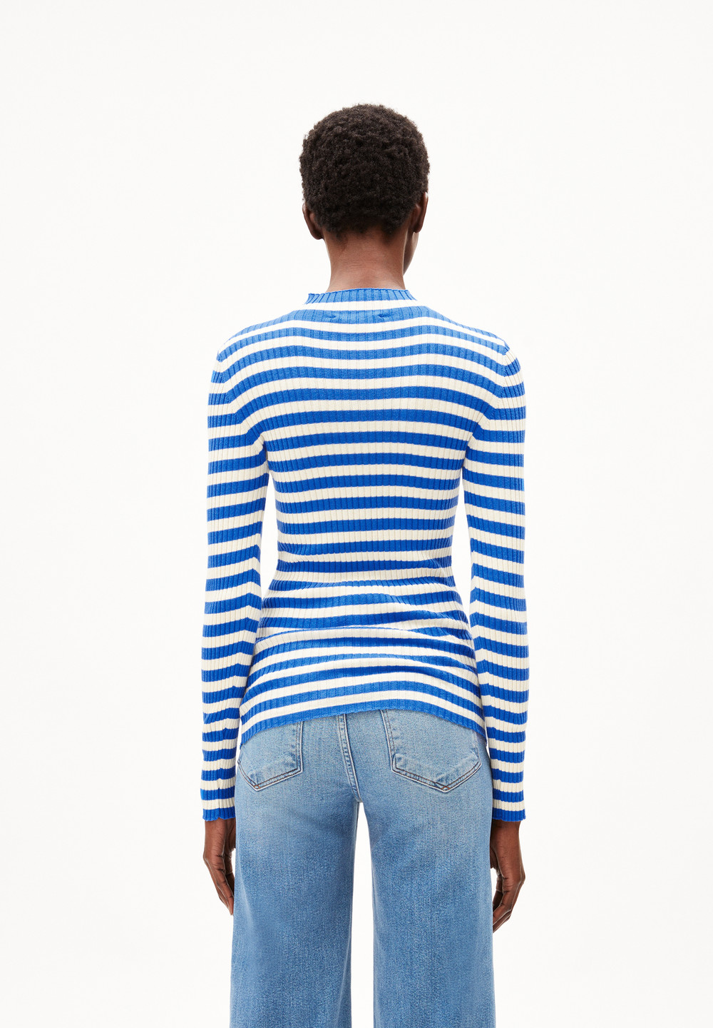 ARMEDANGELS ALAANIA STRIPED Sweater Slim Fit made of Organic Cotton Warm Blue-oatmilk | ZUTDO6209