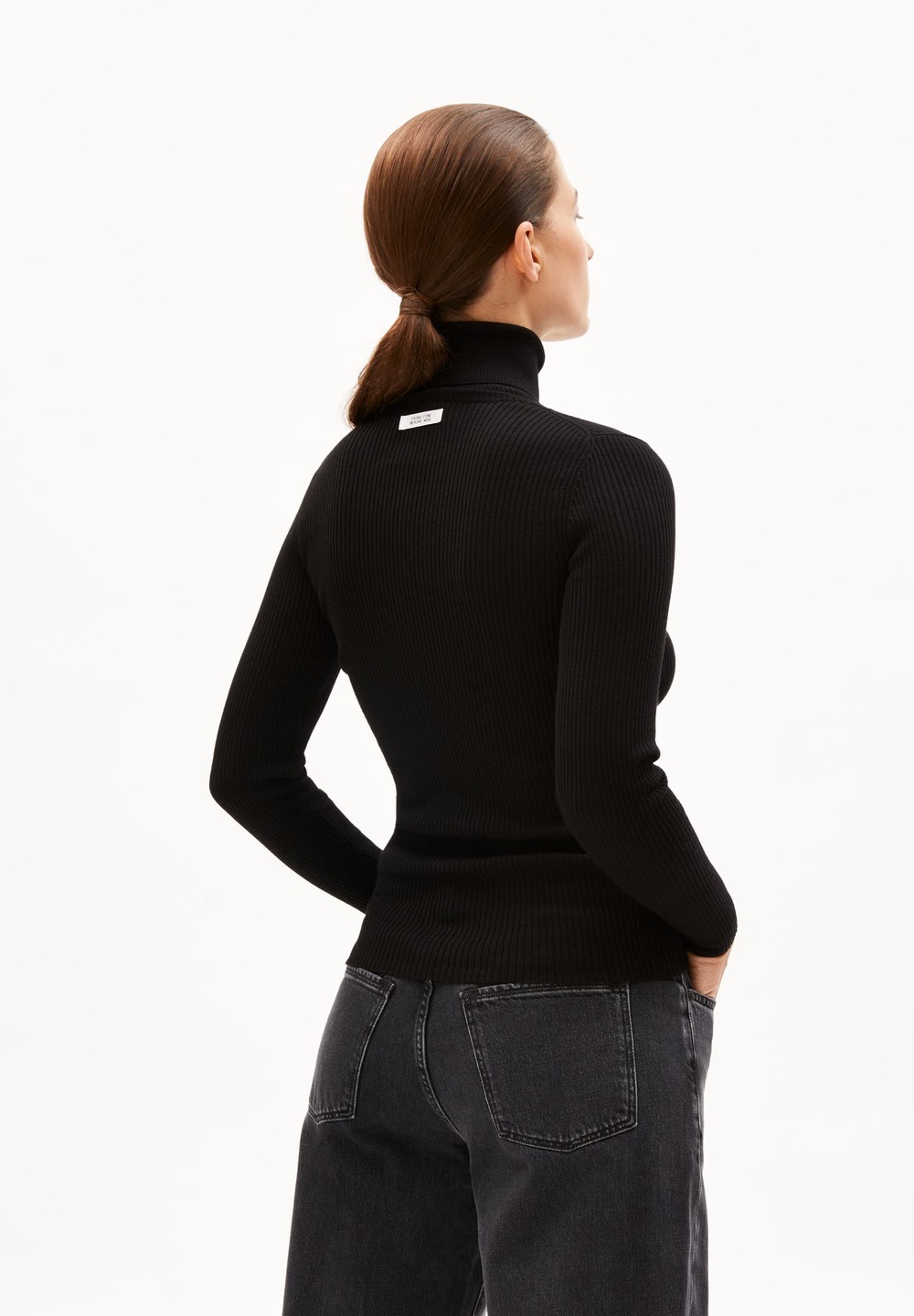 ARMEDANGELS ALISAAS Sweater Slim Fit made of extrafine Merino Organic Wool Černé | KHTFZ5468