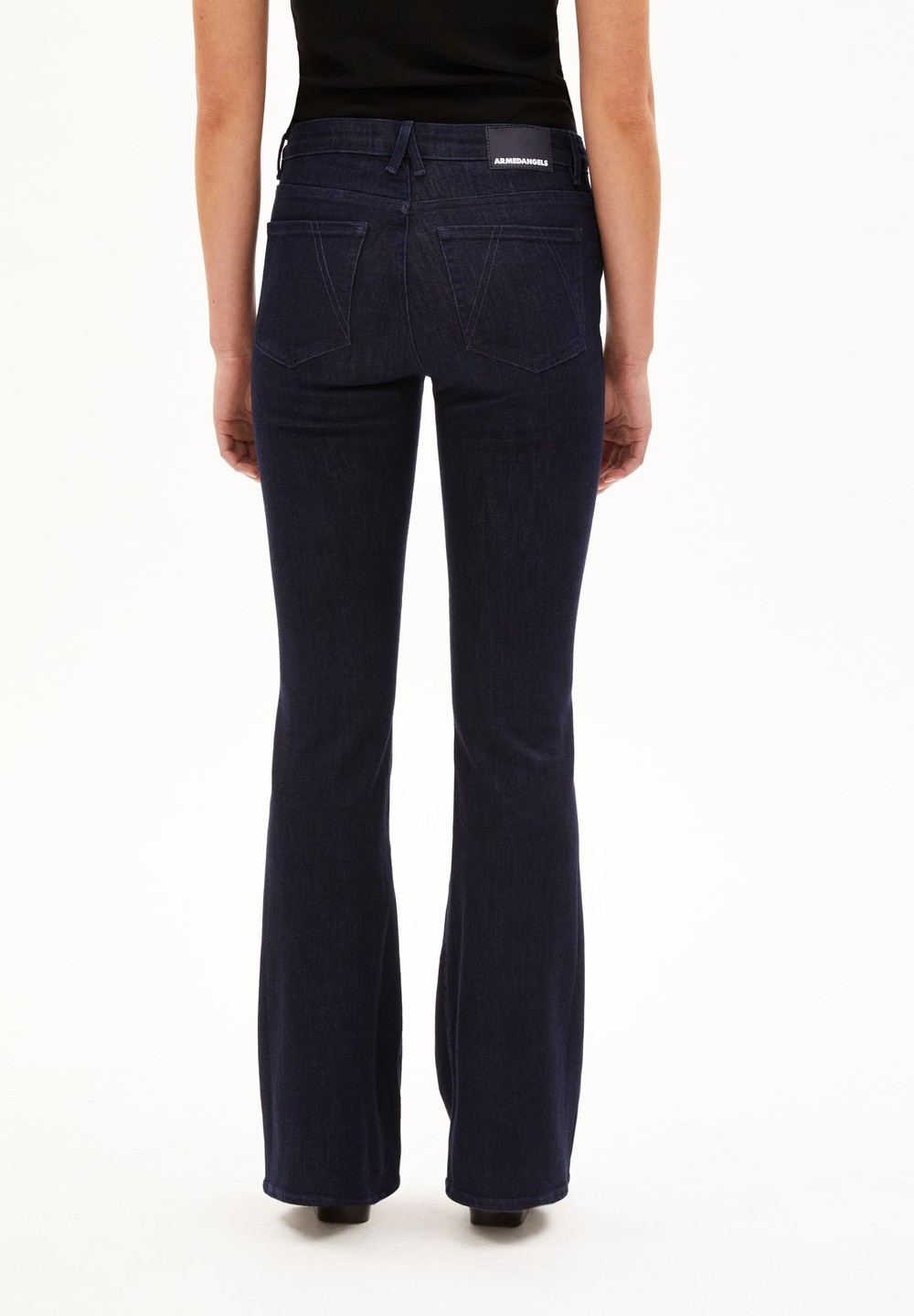 ARMEDANGELS ANAMAA Jeans Flared Leg Mid Waist Organic Cotton Mix X-Stretch Tmavě | MKFHX0384