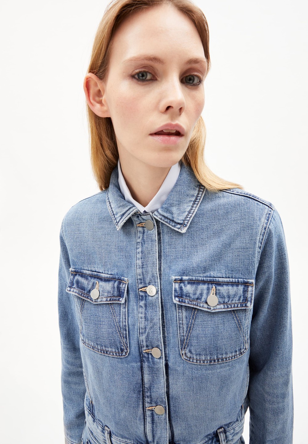 ARMEDANGELS BLUSONAA Denim Jacket Oversized Fit made of Organic Cotton Mix Indigo | EBLID3149