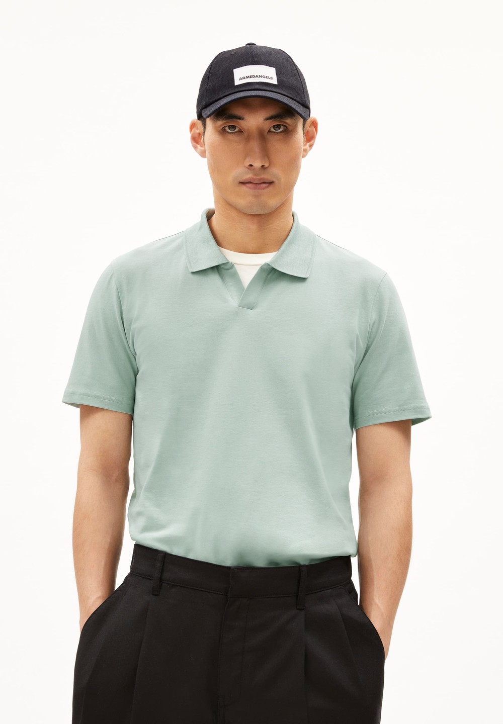 ARMEDANGELS BRAAN PREMIUM Polo T-Shirt Regular Fit made of Organic Cotton Mix Morning Dew | XOVRH2596