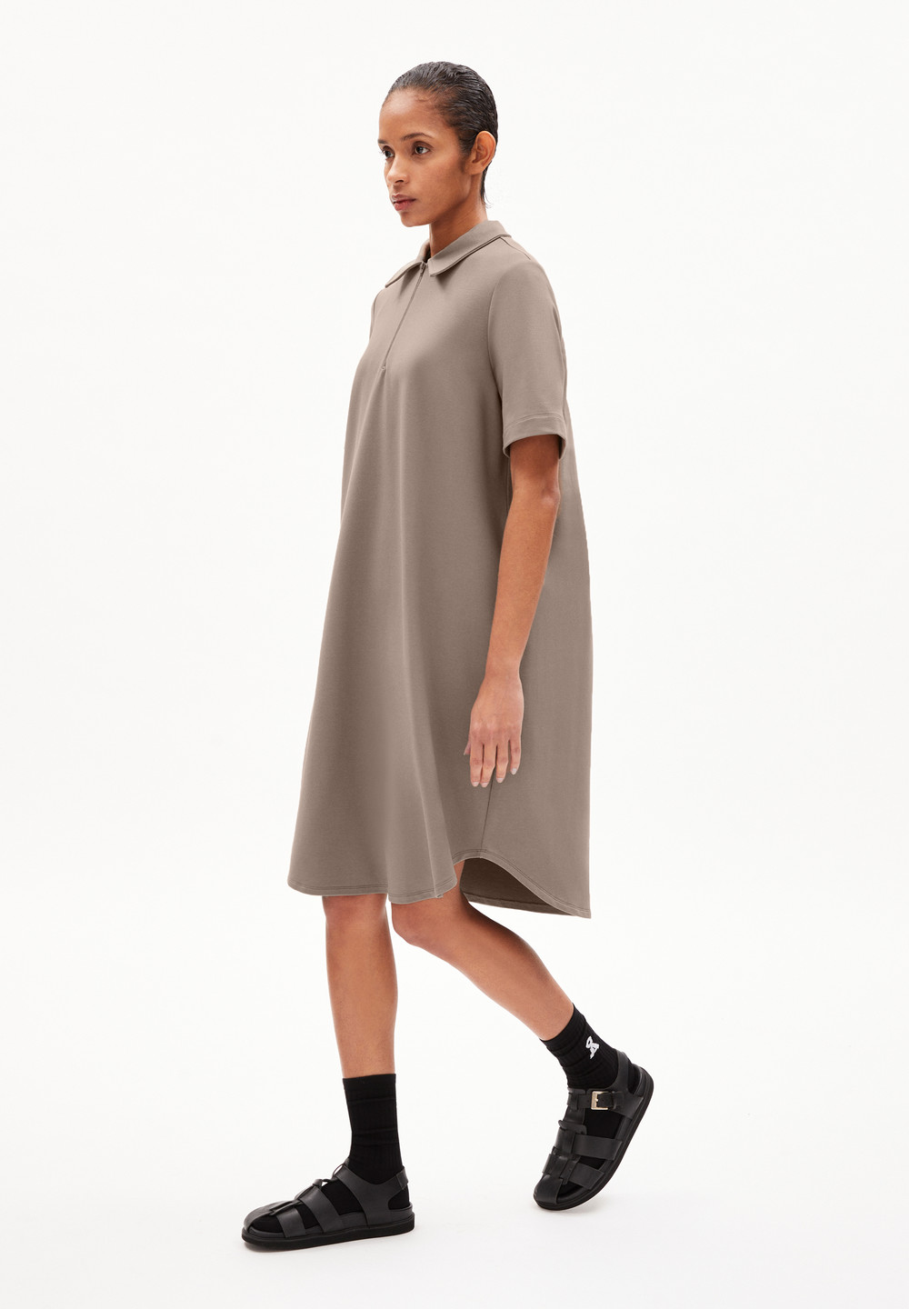 ARMEDANGELS CAMILAARA Jersey Dress Loose Fit made of Organic Cotton Mix Muddy Water | BLTCG6943