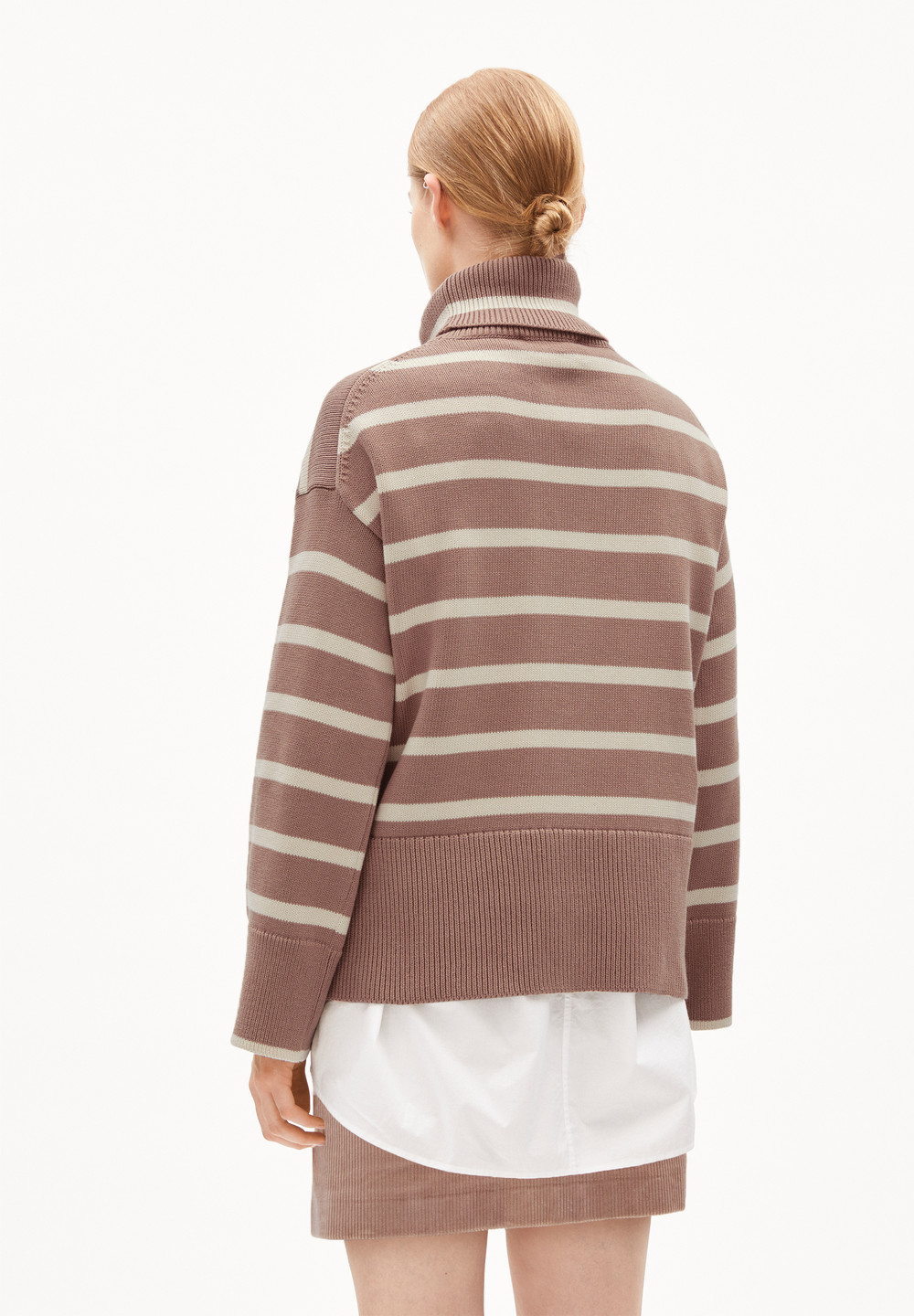 ARMEDANGELS CHANAA STRIPES Sweater Loose Fit made of Organic Cotton Cinnamon Dust-oatmilk | PQIRY1047