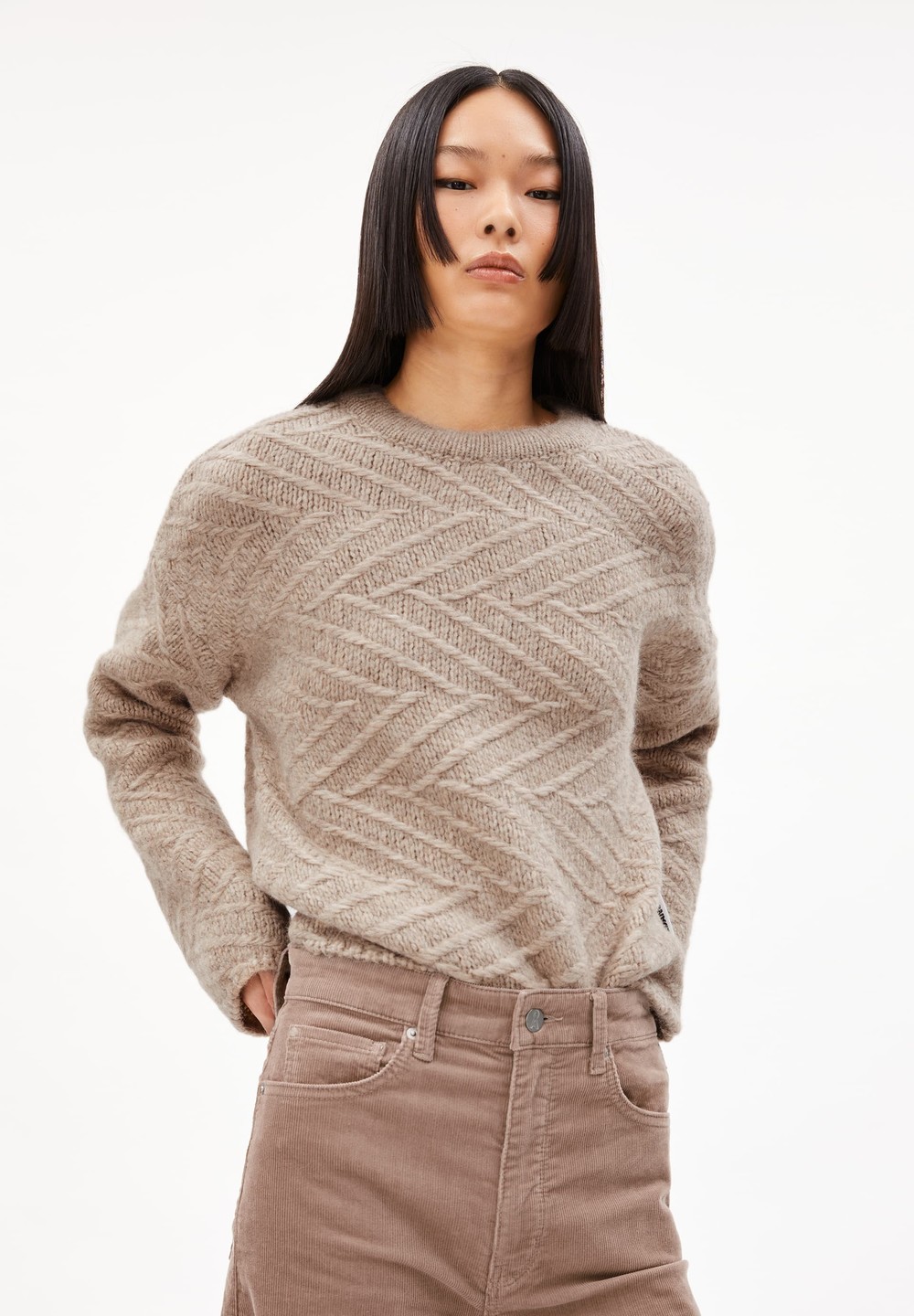 ARMEDANGELS DAAGNY DIAGONAL Sweater Loose Fit made of Alpaca Wool Mix Cinnamon Dust Melange | PZFNV4608