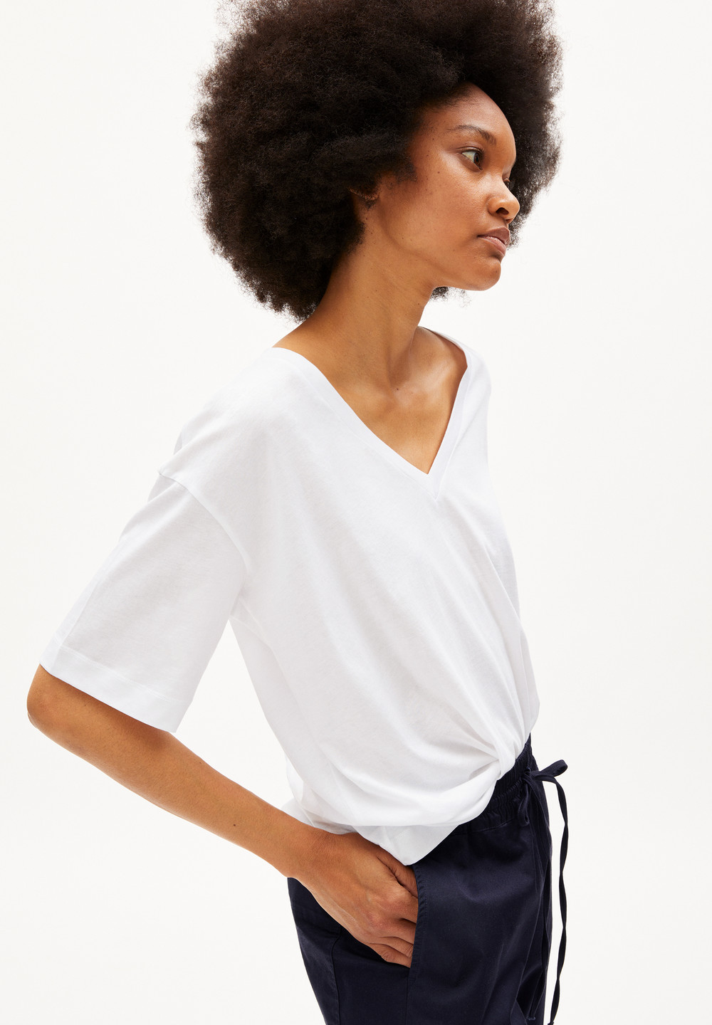 ARMEDANGELS DEMIKAA T-Shirt Oversized Fit made of Organic Cotton Bílé | RJSXV5234