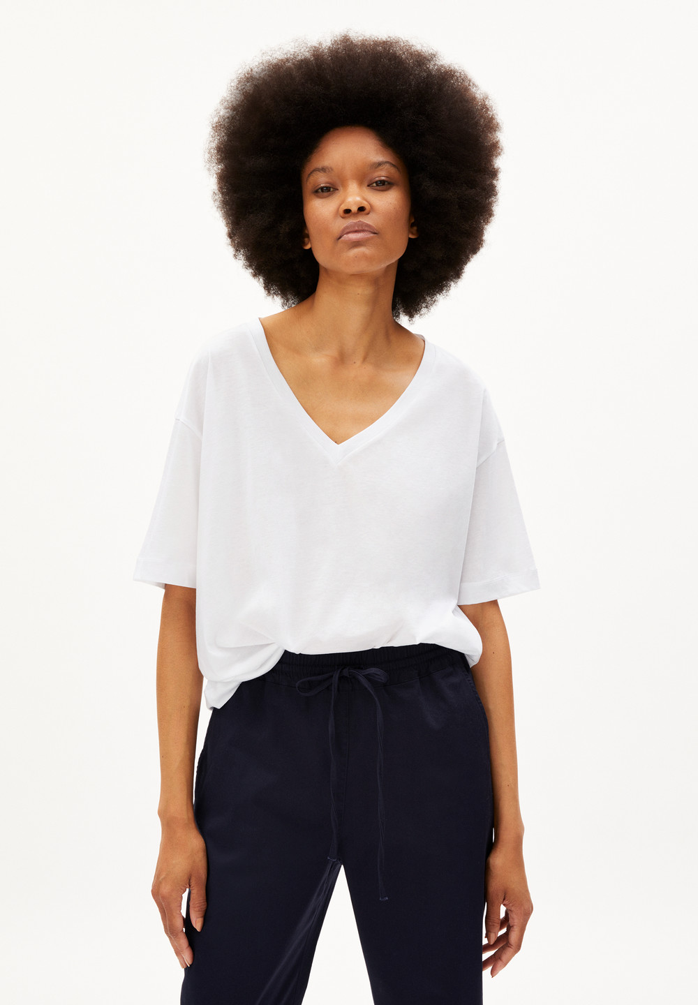 ARMEDANGELS DEMIKAA T-Shirt Oversized Fit made of Organic Cotton Bílé | RJSXV5234