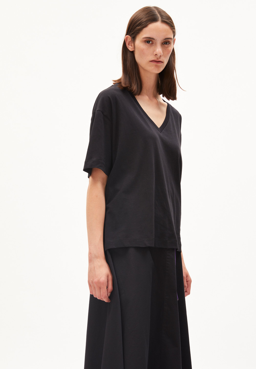 ARMEDANGELS DEMIKAA T-Shirt Oversized Fit made of Organic Cotton Černé | SQANO7398