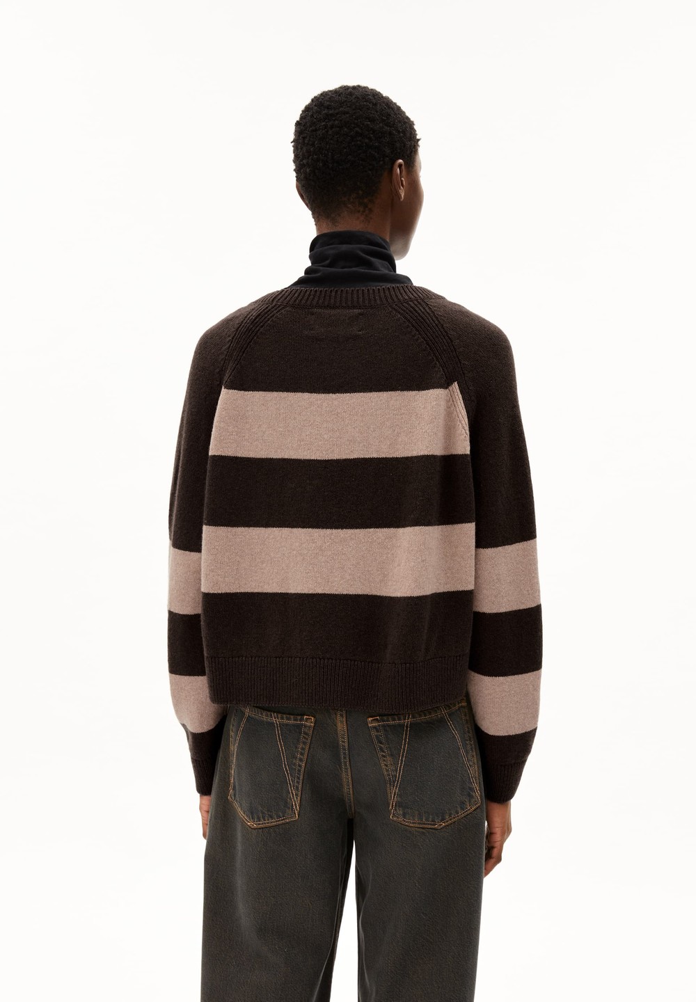 ARMEDANGELS DILIRIAA STRIPES Sweater Loose Fit made of Organic Wool Mix Coffee-cinnamon Dust Melange | HJSUK3105