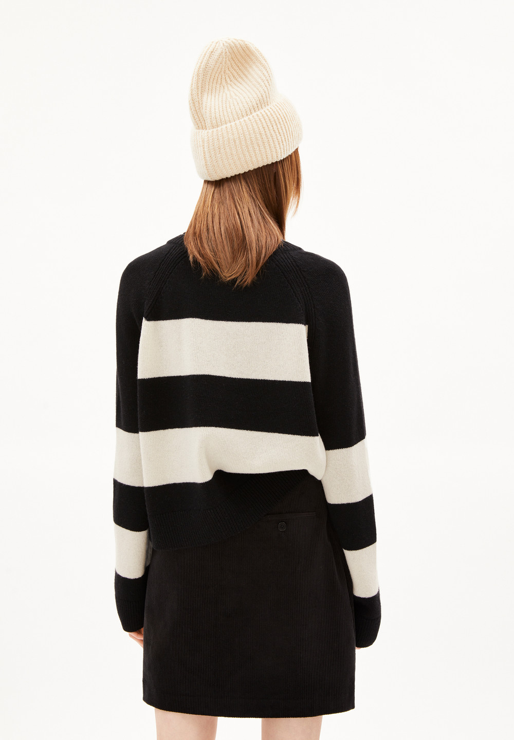 ARMEDANGELS DILIRIAA STRIPES Sweater Loose Fit made of Organic Wool Mix Black-oatmilk | QXBLF6830