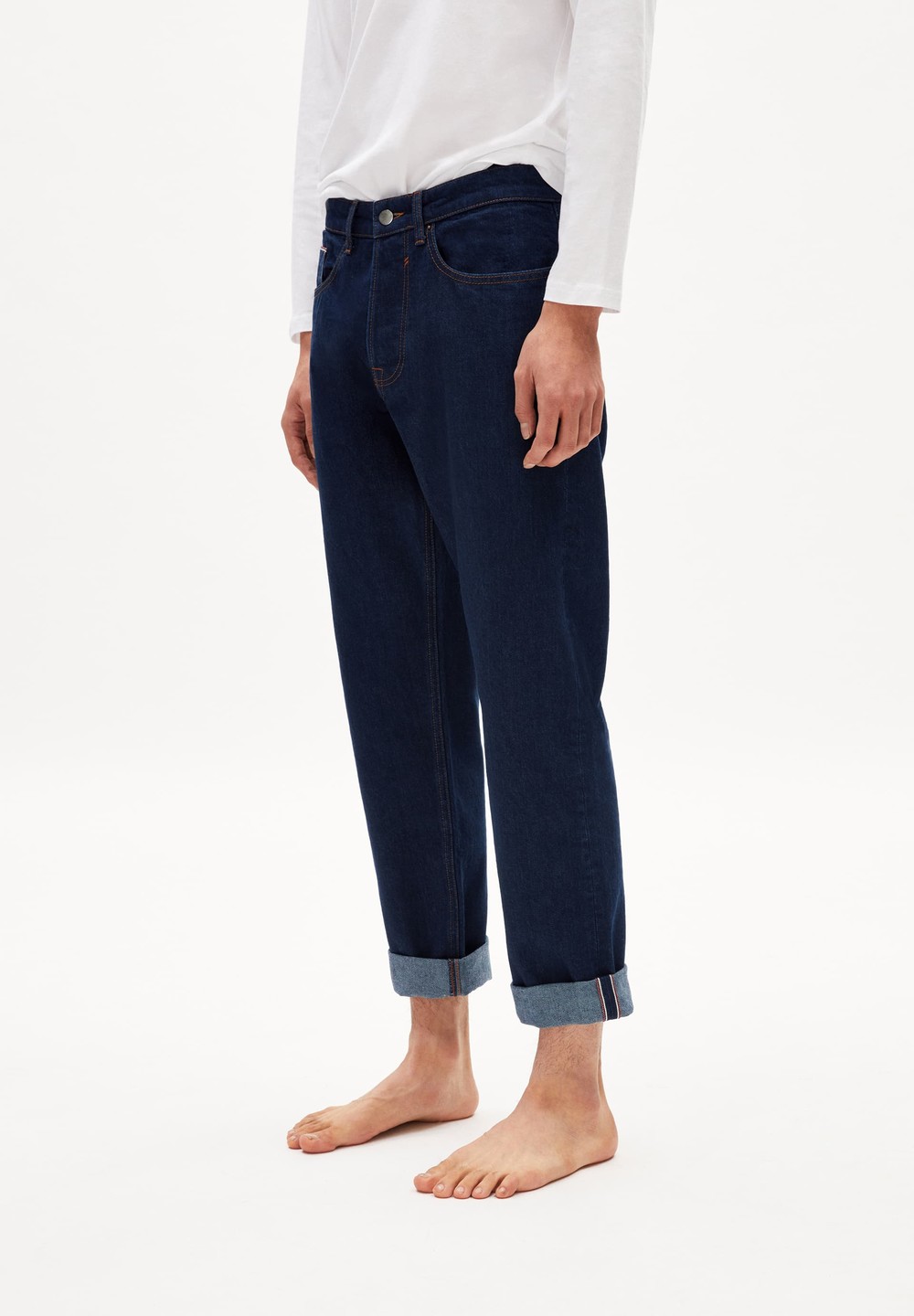 ARMEDANGELS DYLAANO SELVEDGE Straight Leg Mid Waist made of Organic Cotton Mix Rinse | JNXKR7342