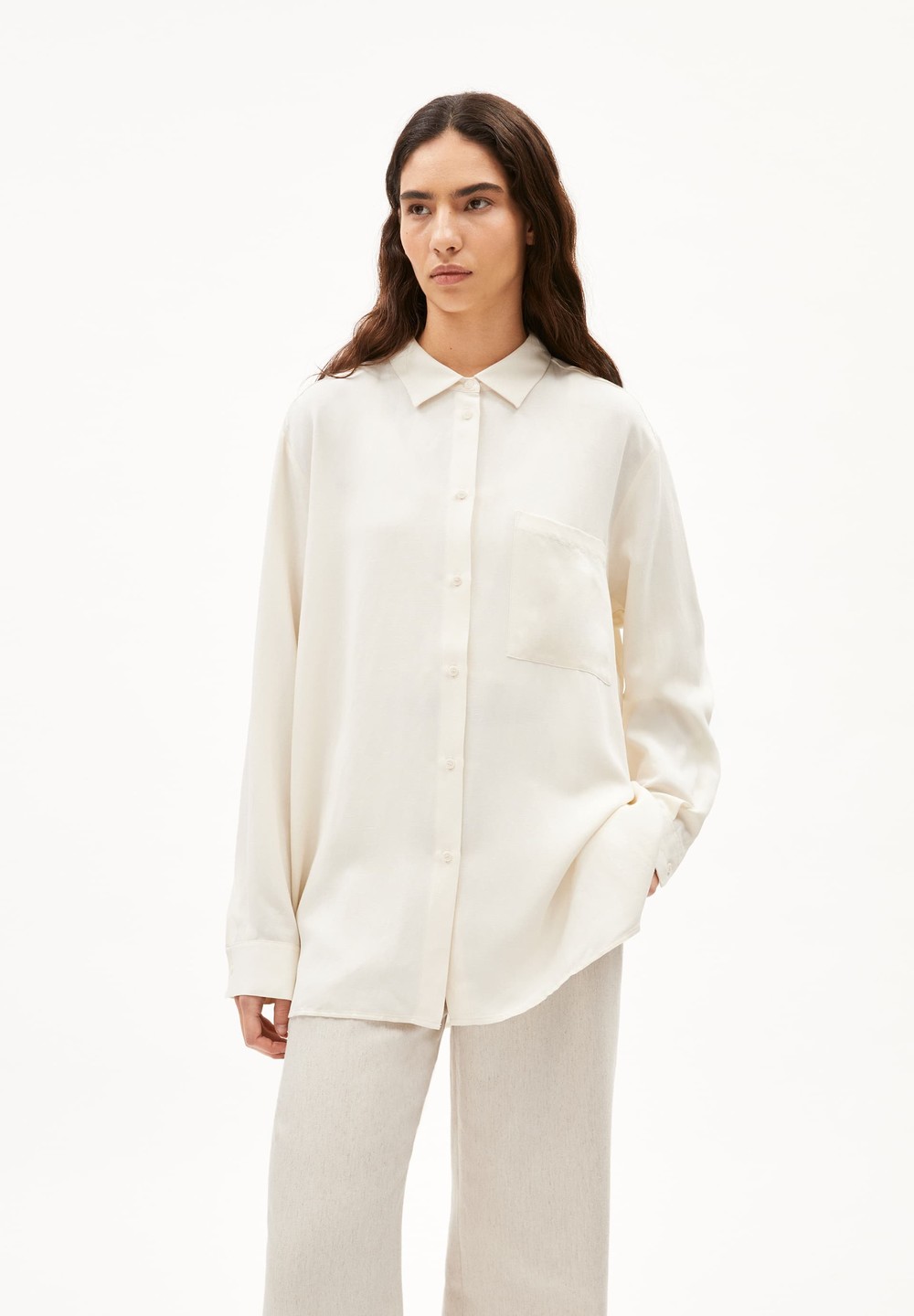 ARMEDANGELS EALGAA LINO Blouse Loose Fit made of Linen-Mix Oatmilk | WUFPL9068