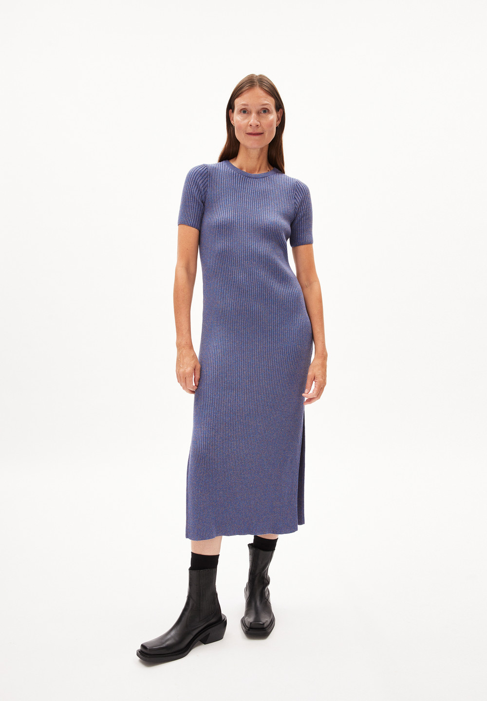 ARMEDANGELS ELAINAAS Knit Dress Slim Fit made of Organic Cotton Mix Dynamo Blue-undyed | GBFSV4871