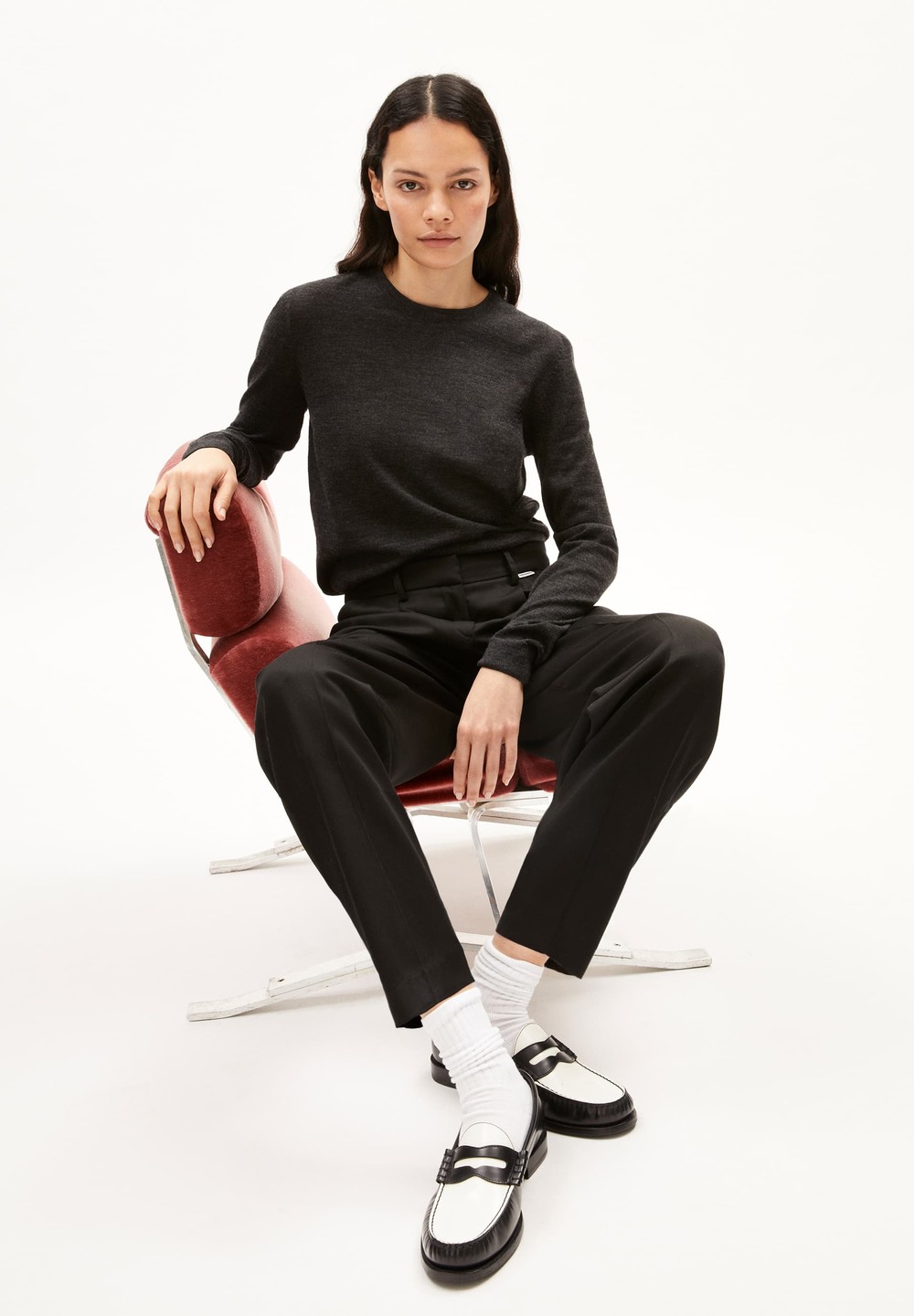 ARMEDANGELS ELDIAA Sweater Slim Fit made of extrafine Merino Organic Wool Steel Melange | QMDGB7542