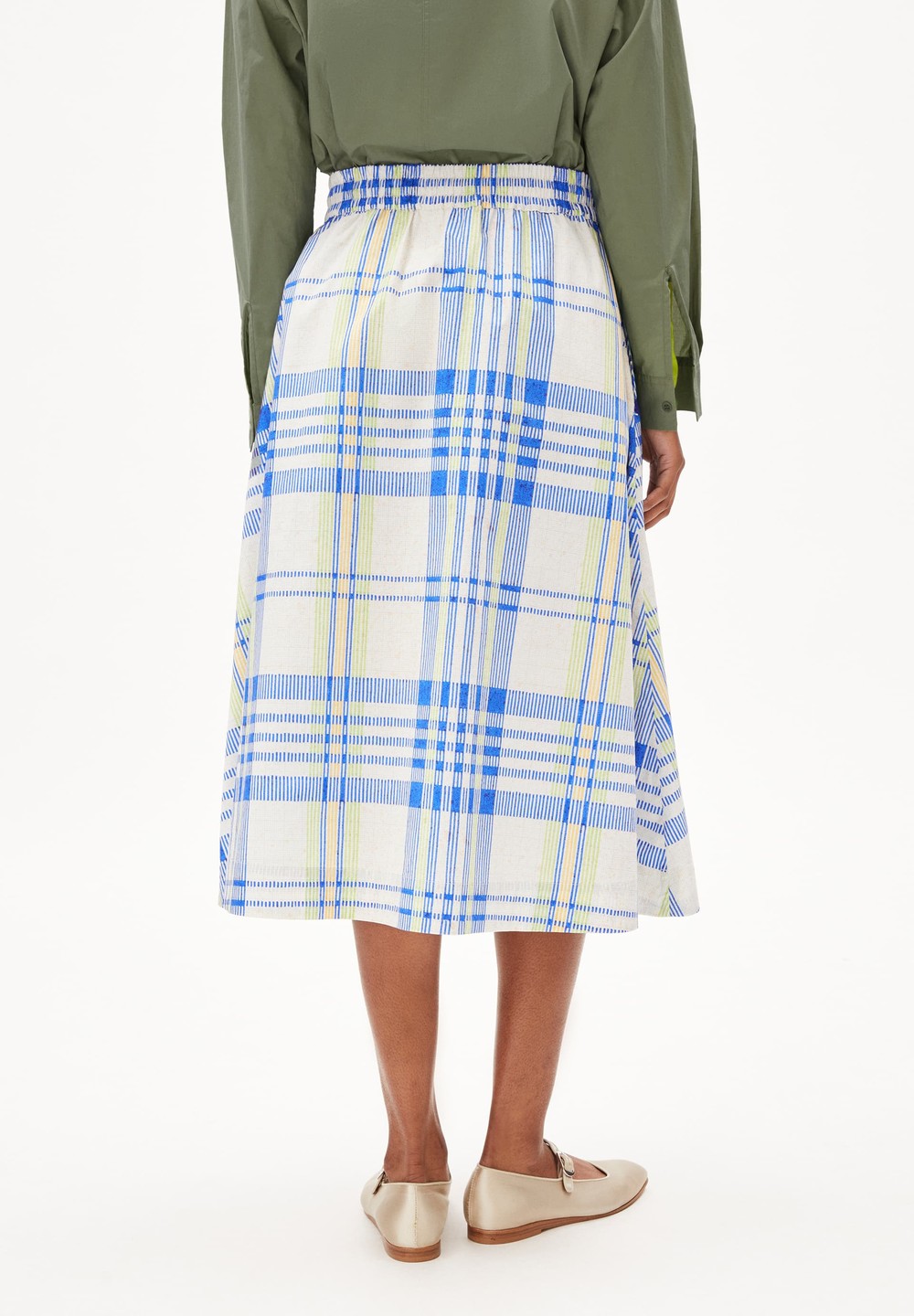 ARMEDANGELS ELODIAA COLLEGE CHECK Woven Skirt Loose Fit made of Organic Cotton Oatmilk | QUNMC1426