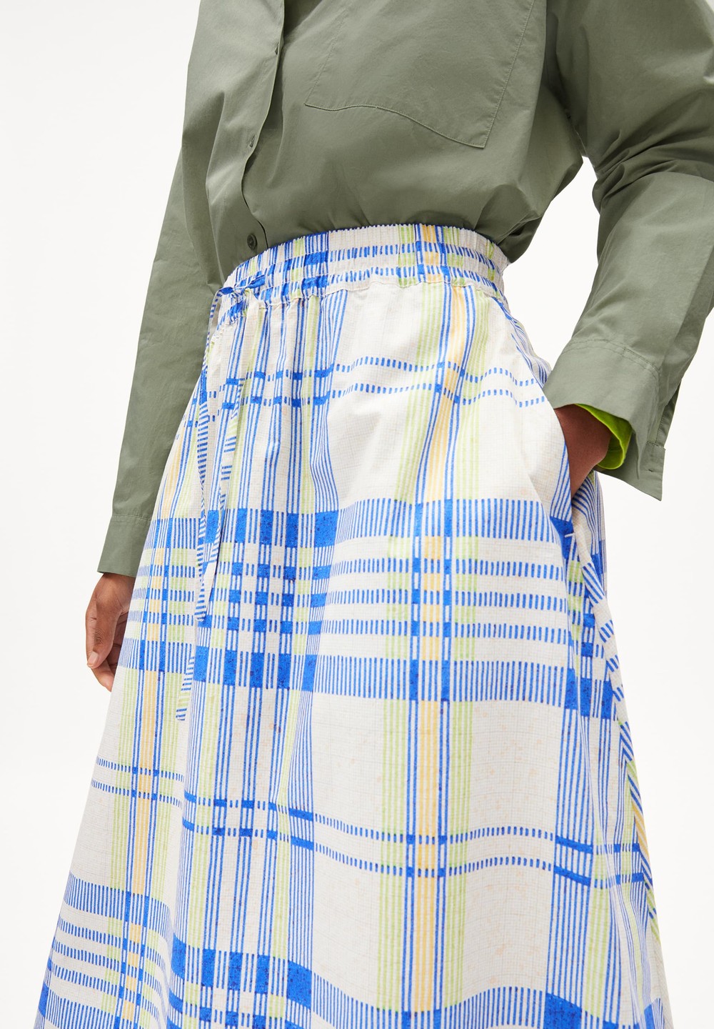 ARMEDANGELS ELODIAA COLLEGE CHECK Woven Skirt Loose Fit made of Organic Cotton Oatmilk | QUNMC1426