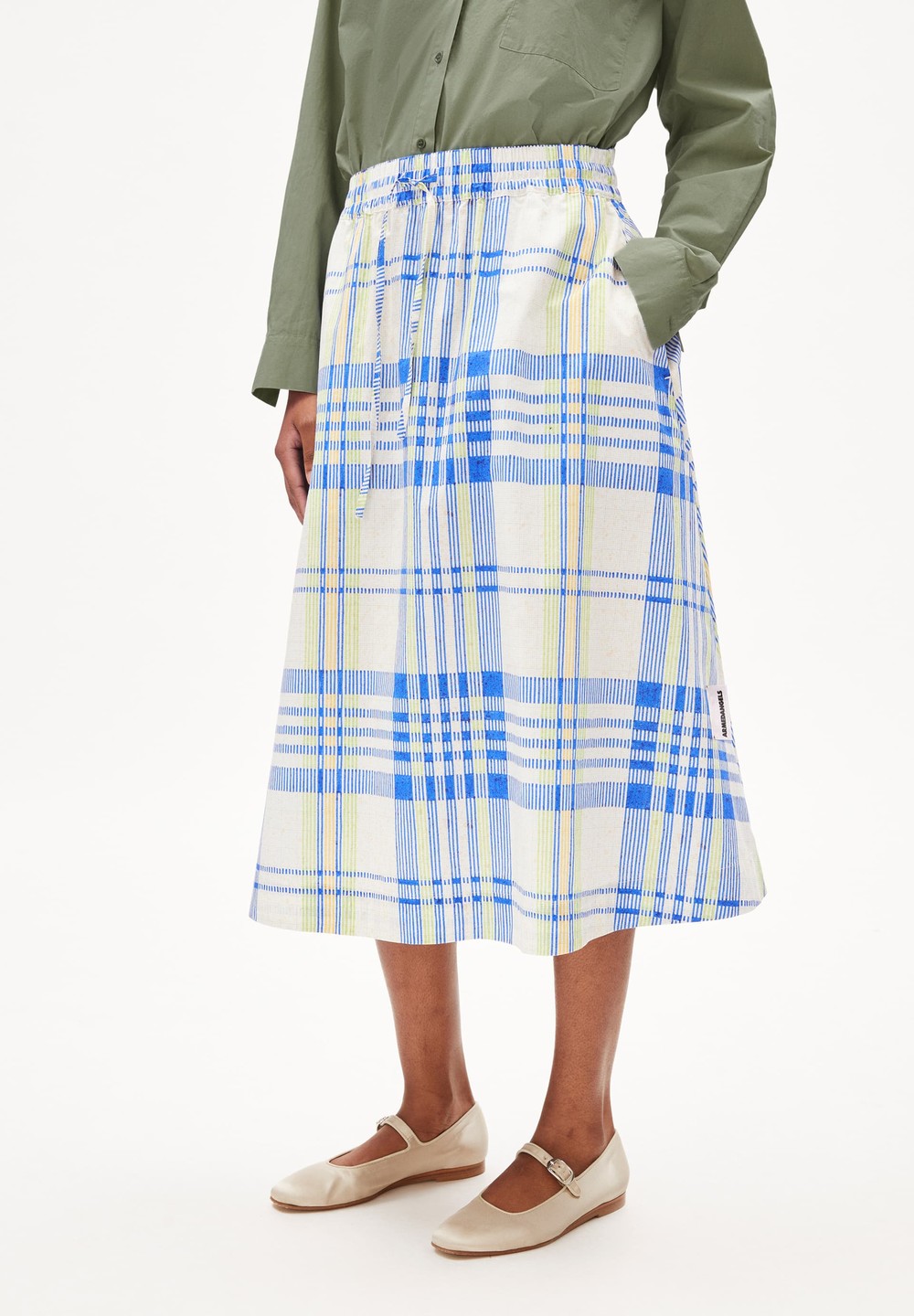 ARMEDANGELS ELODIAA COLLEGE CHECK Woven Skirt Loose Fit made of Organic Cotton Oatmilk | QUNMC1426