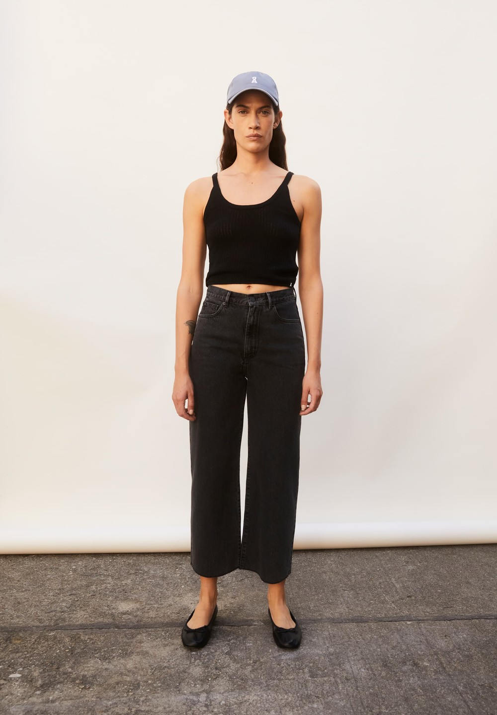 ARMEDANGELS ENIJAA CROPPED High Waist Wide Leg made of recycled Cotton Černé | SLPAT4637