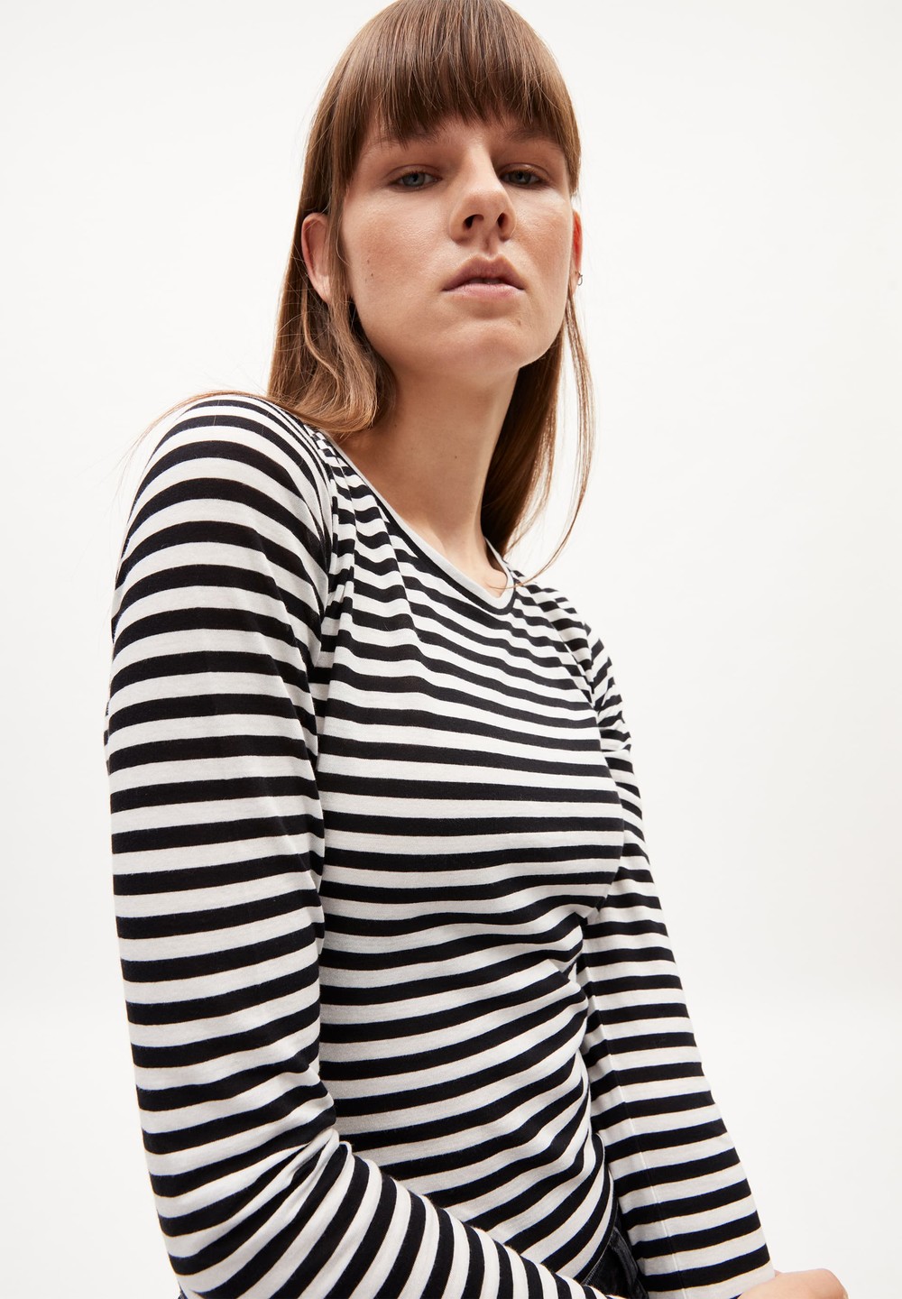 ARMEDANGELS ENRICCAA STRIPES Longsleeve Slim Fit made of Organic Cotton Bílé | OKXZI3241