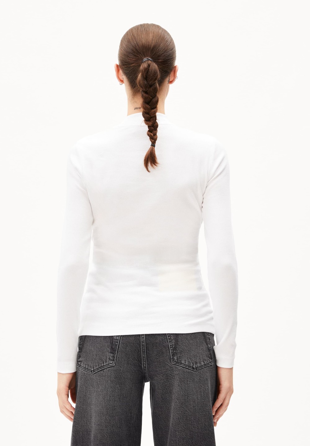 ARMEDANGELS FATIMAARA Rib-Longsleeve Slim Fit made of Organic Cotton Mix Bílé | ATKCF1267