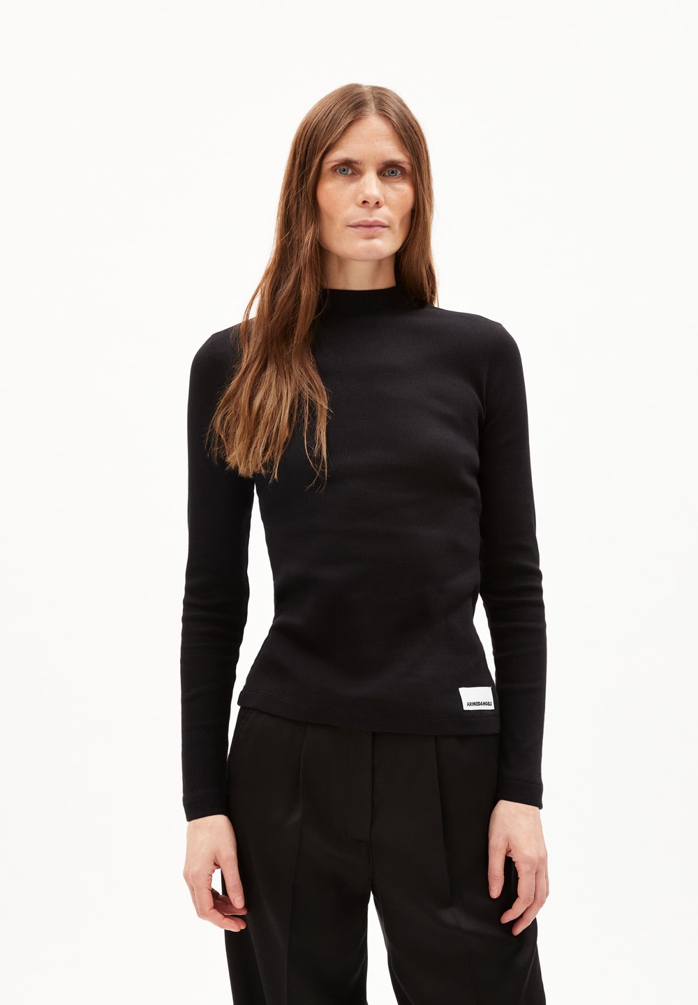 ARMEDANGELS FATIMAARA Rib-Longsleeve Slim Fit made of Organic Cotton Mix Černé | OPXNM5364