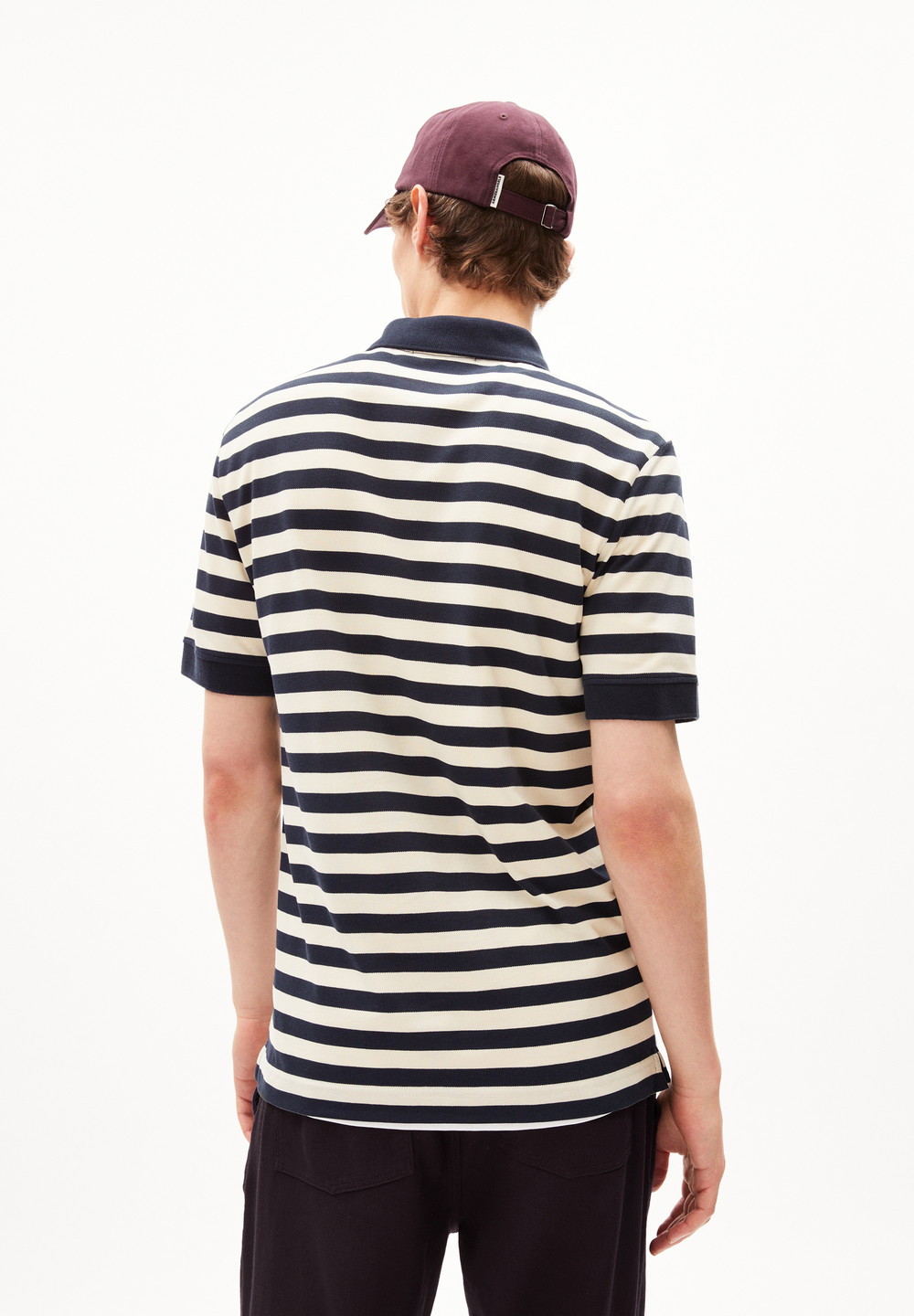 ARMEDANGELS FIBRAAS STRIPES Polo T-Shirt Regular Fit made of Organic Cotton Night Sky - Oatmilk | PMIDF8105