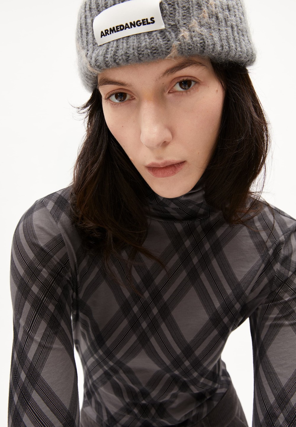 ARMEDANGELS GRAZILIAA ARGYLE Longsleeve Slim Fit made of Organic Cotton Iron Cast | IVNDY1498