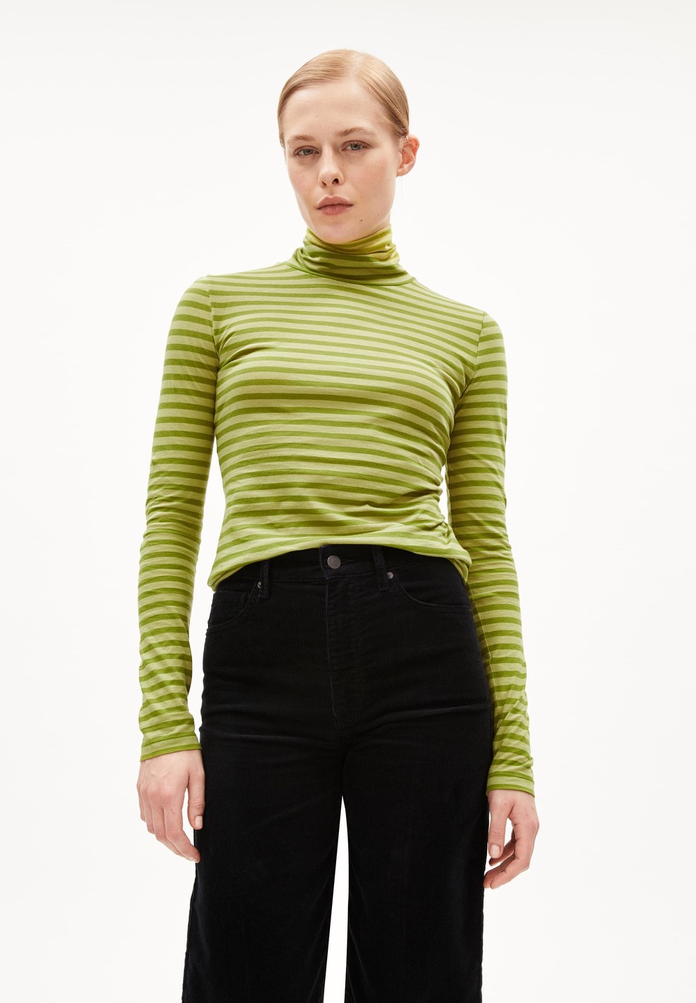 ARMEDANGELS GRAZILIAA STRIPES Longsleeve Slim Fit made of Organic Cotton New Moss-dark Moss | ICKAU3914