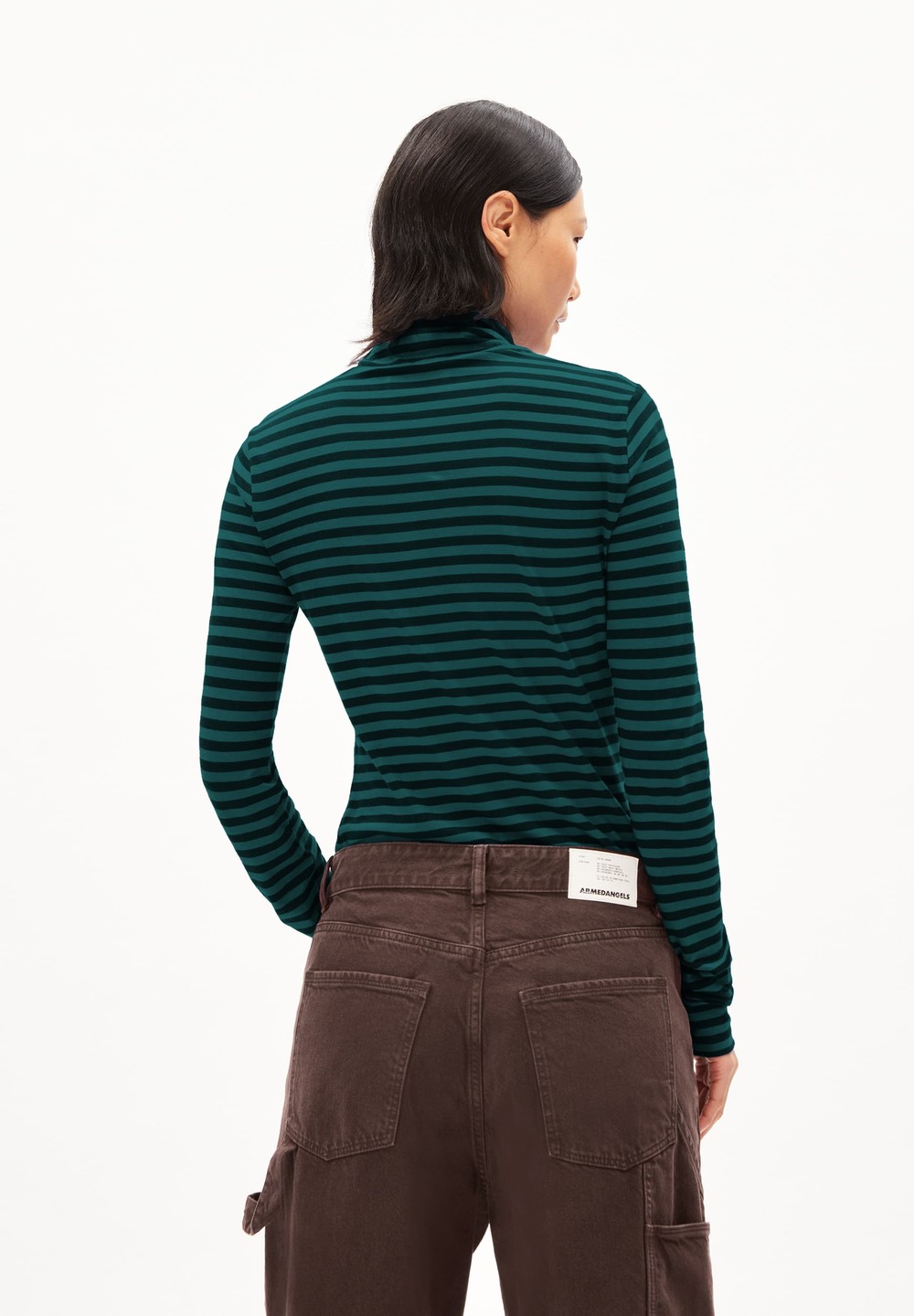 ARMEDANGELS GRAZILIAA STRIPES Longsleeve Slim Fit made of Organic Cotton Teal Stone-black | PSXDW2635