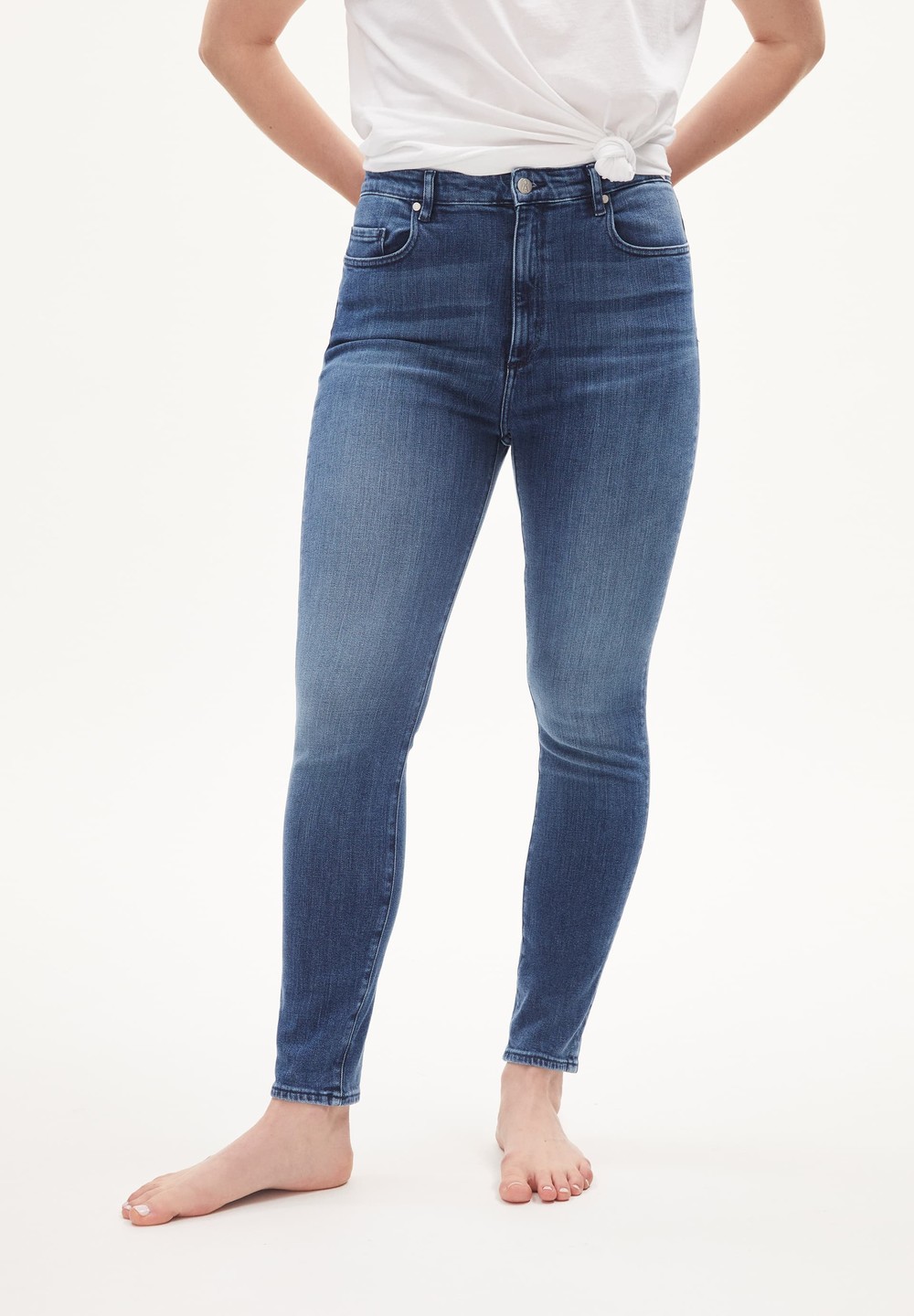 ARMEDANGELS INGAA Jeans Skinny Leg High Waist Organic Cotton Mix X-Stretch Blankyt Světle Modré | ATPCV6032