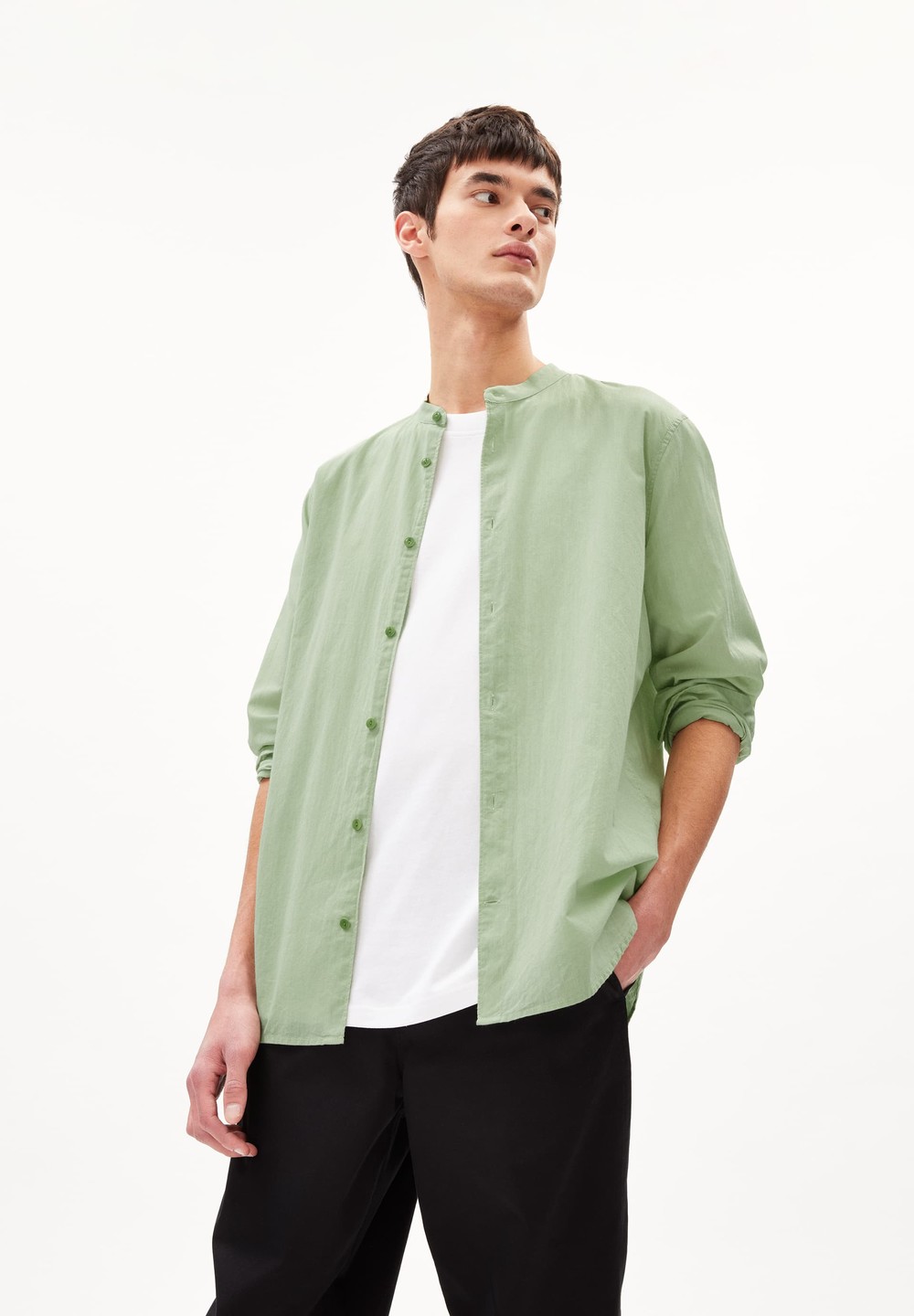 ARMEDANGELS JAACKO Shirt made of Organic Cotton Zelene | GWSLO6918