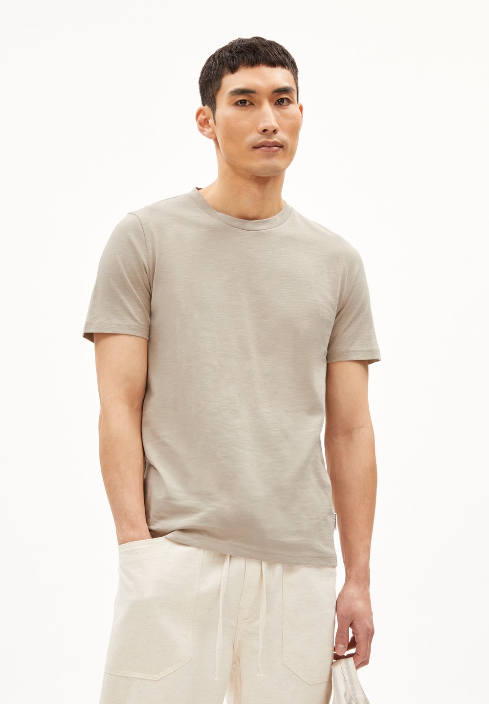 ARMEDANGELS JAAMES STRUCTURE Heavyweight T-Shirt Regular Fit made of Organic Cotton Sand Stone | HKDLS0893