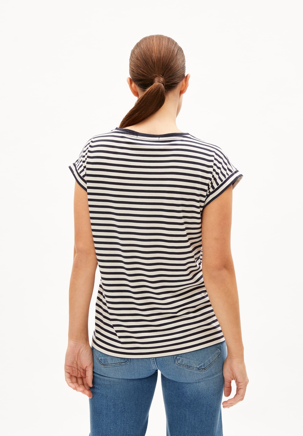 ARMEDANGELS JILAANA STRIPES T-Shirt Loose Fit made of TENCEL™ Lyocell Mix Night Sky-oatmilk | ZKLOB4793