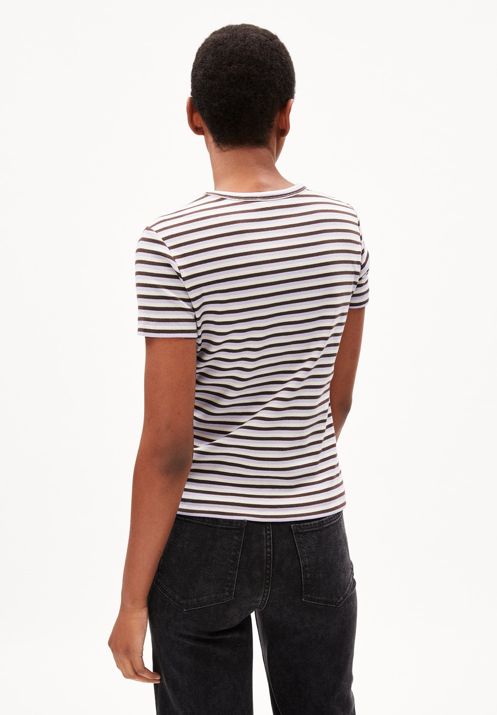 ARMEDANGELS KARDAA STRIPES Rib-T-Shirt Regular Fit made of Organic Cotton Mix Levandule | ZWXSC9510