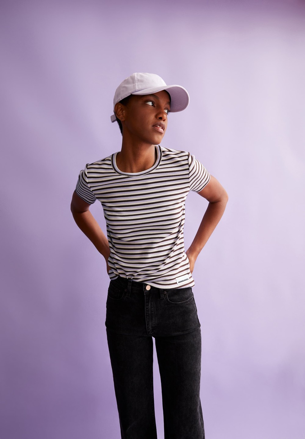 ARMEDANGELS KARDAA STRIPES Rib-T-Shirt Regular Fit made of Organic Cotton Mix Levandule | ZWXSC9510