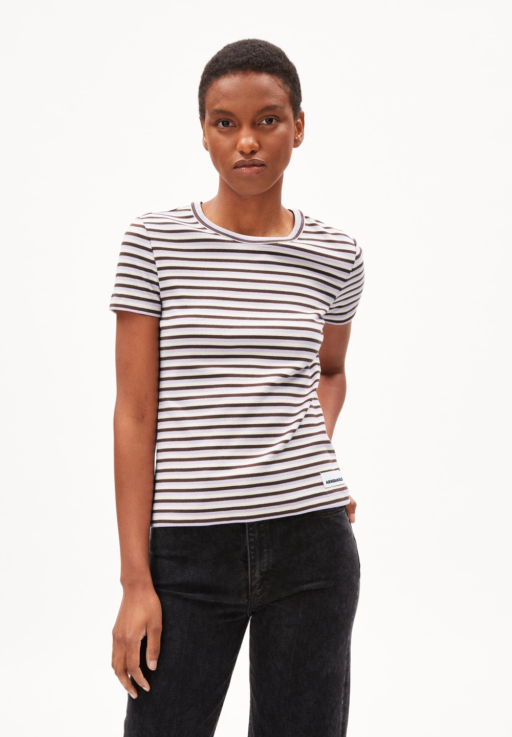 ARMEDANGELS KARDAA STRIPES Rib-T-Shirt Regular Fit made of Organic Cotton Mix Levandule | ZWXSC9510