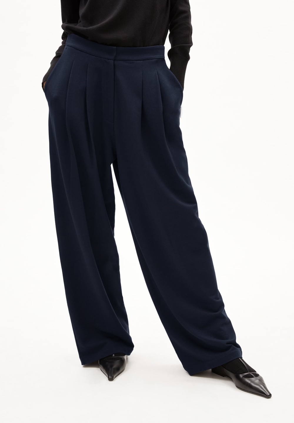 ARMEDANGELS LIRAA LOU WIDELEG Jersey Pants made of Organic Cotton Mix Night Sky | JFNDG5763