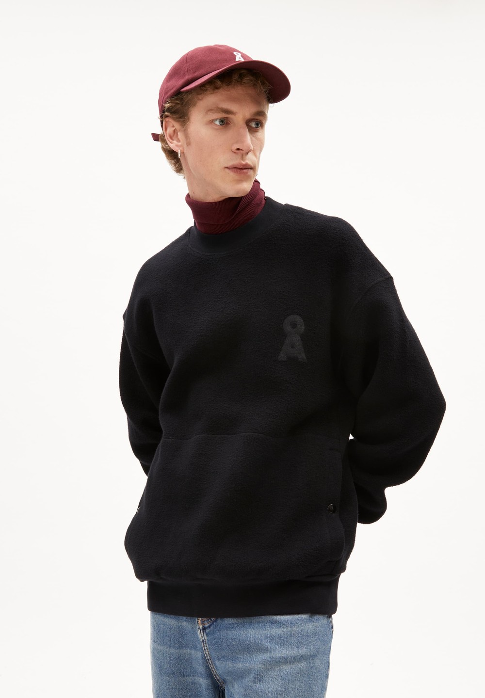 ARMEDANGELS LOMAAR FELPA Fleece Sweater Relaxed Fit made of Organic Cotton Černé | RSCTD5493