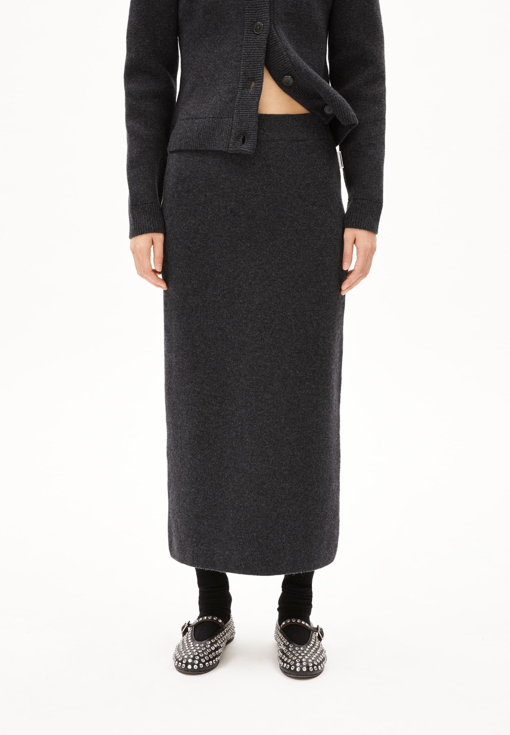 ARMEDANGELS MAALVO WOOL Knit Skirt Slim Fit made of Organic Wool Mix Steel Melange | UQBNK5782