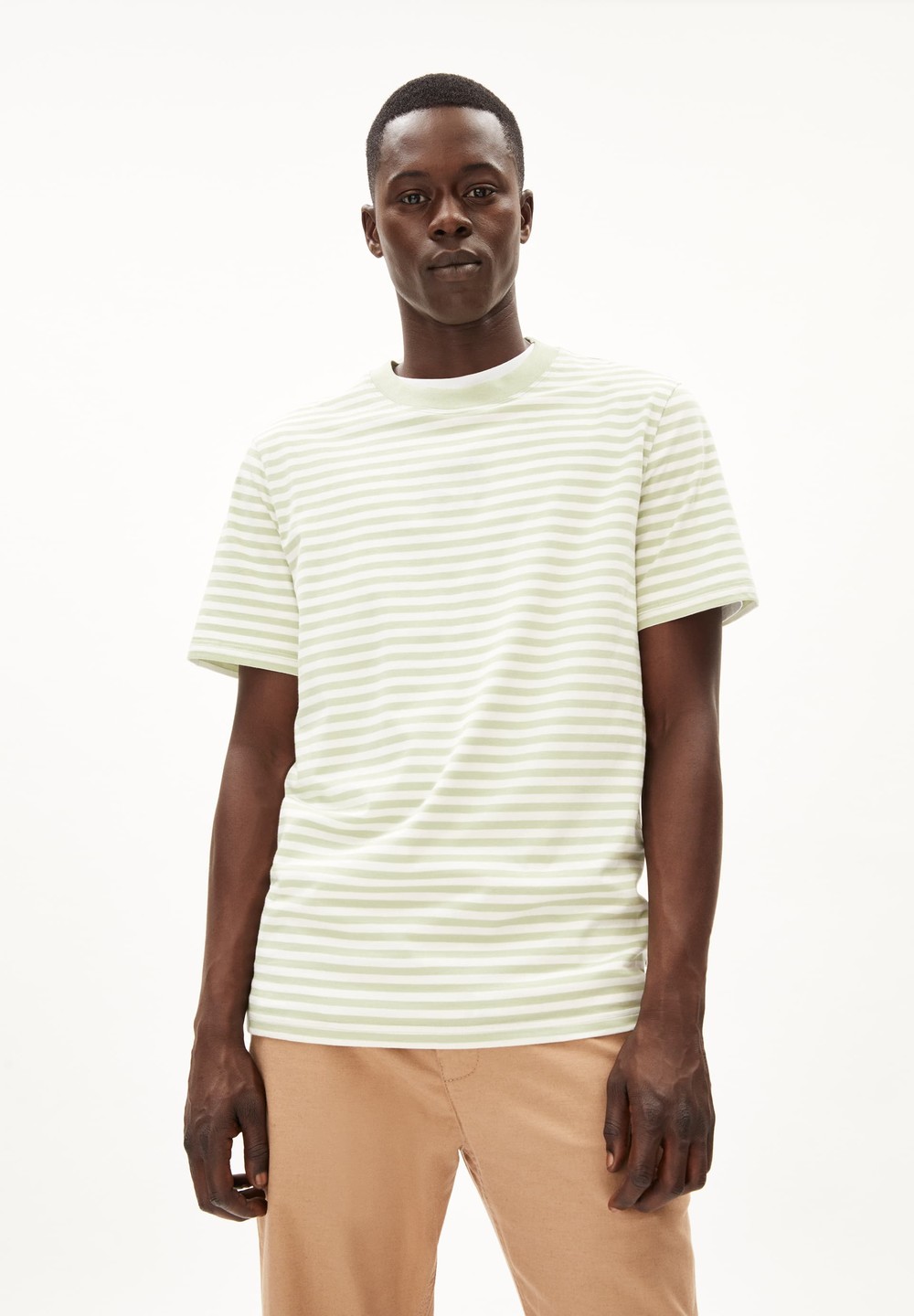 ARMEDANGELS MAARKOS STRIPES T-Shirt Relaxed Fit made of Organic Cotton Oatmilk-light Matcha | ZFXYP4825