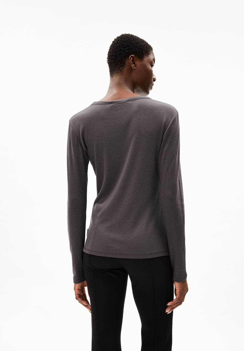 ARMEDANGELS MAIAA LUANNAA Longsleeve Slim Fit made of Organic Wool Mix Iron Cast | IJEYX6518