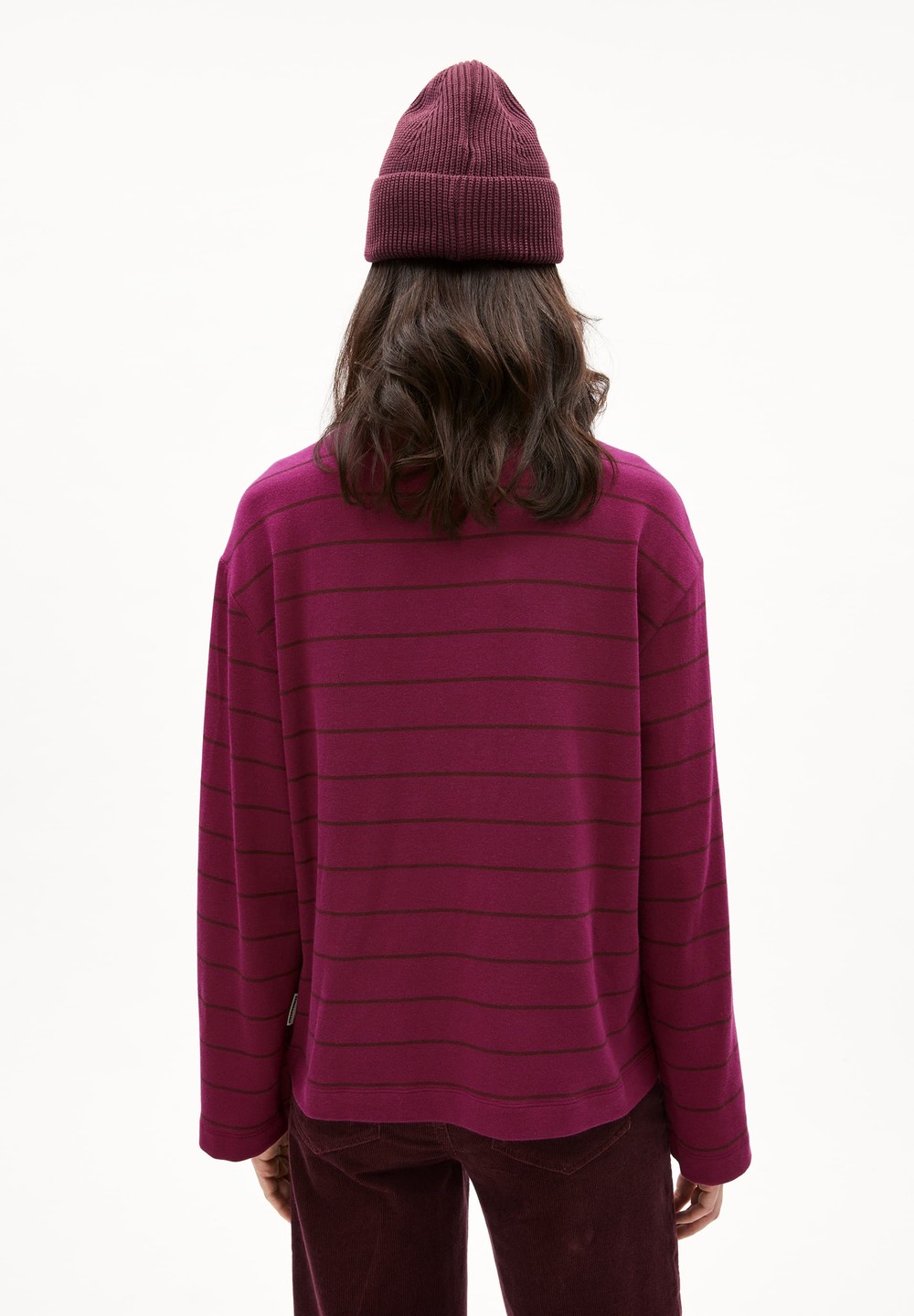 ARMEDANGELS MARYNAA FINE STRIPE Longsleeve Loose Fit made of Organic Cotton Mix Cherry Juice-cranberry Juice | PTOGR9783