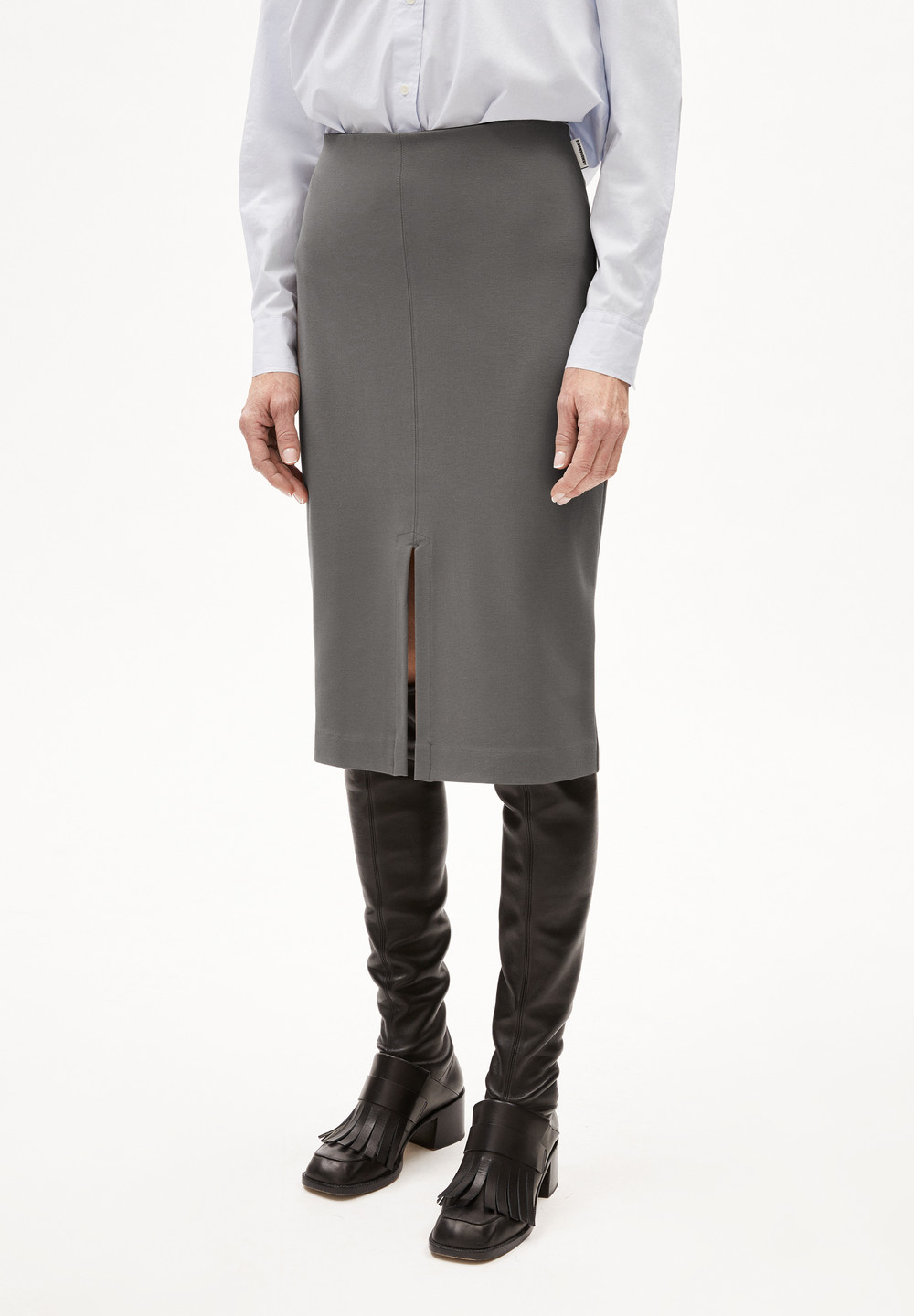 ARMEDANGELS MEDITAA Jersey Skirt Slim Fit made of LENZING™ ECOVERO™ Viscose Mix Iron Cast | HEKGB5603