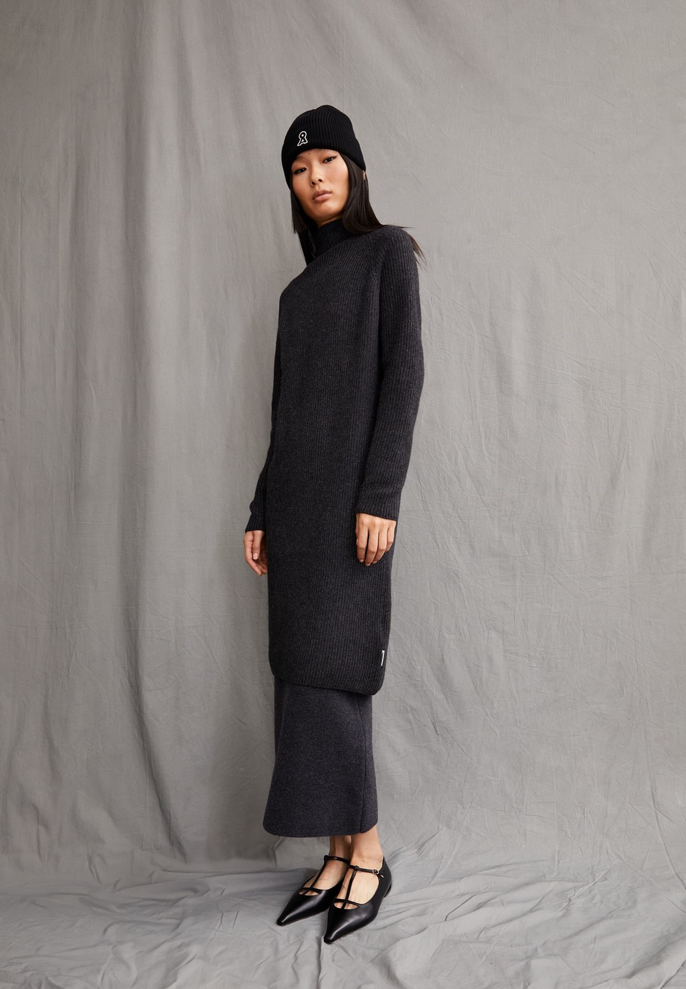 ARMEDANGELS MILLAANA Knit Dress Relaxed Fit made of Organic Wool Mix Steel Melange | GUWJI4082