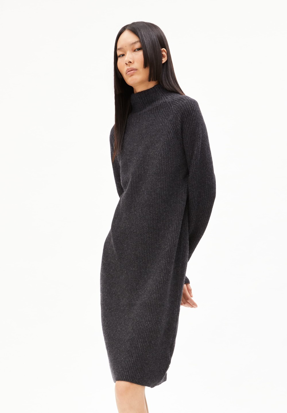 ARMEDANGELS MILLAANA Knit Dress Relaxed Fit made of Organic Wool Mix Steel Melange | GUWJI4082