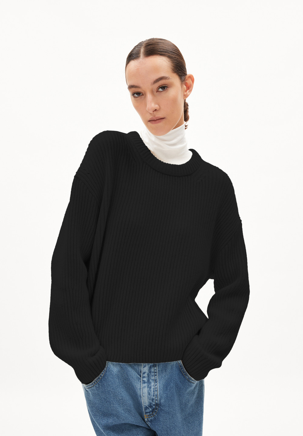 ARMEDANGELS NAARUKO Sweater Loose Fit made of Organic Wool Mix Černé | DMVPZ1539