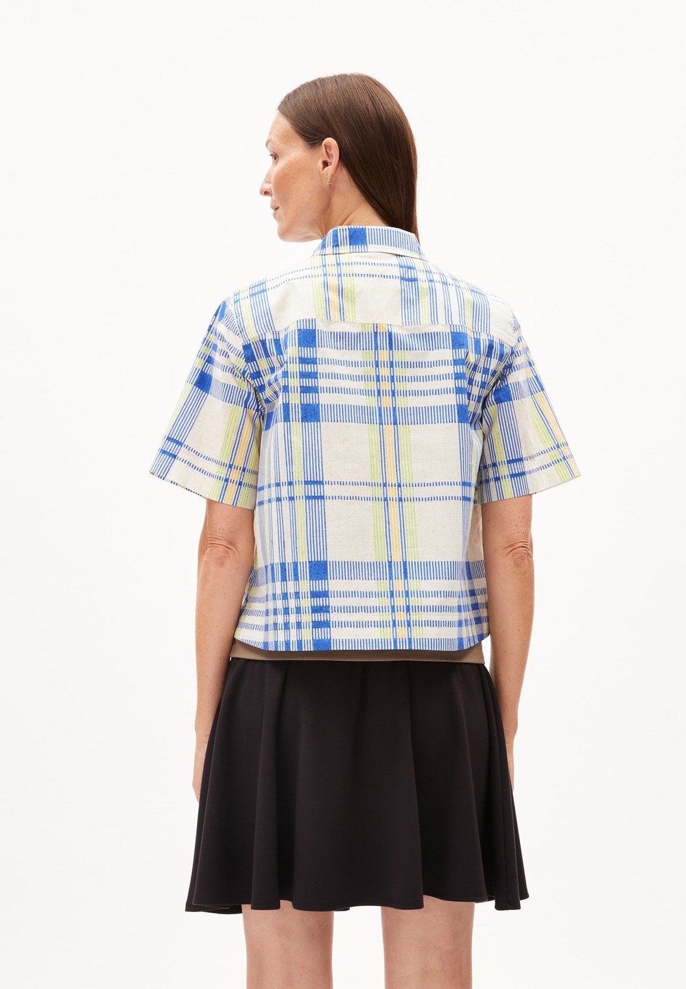 ARMEDANGELS NELINAA COLLEGE CHECK Blouse Relaxed Fit made of Organic Cotton Oatmilk | WFHJG5648