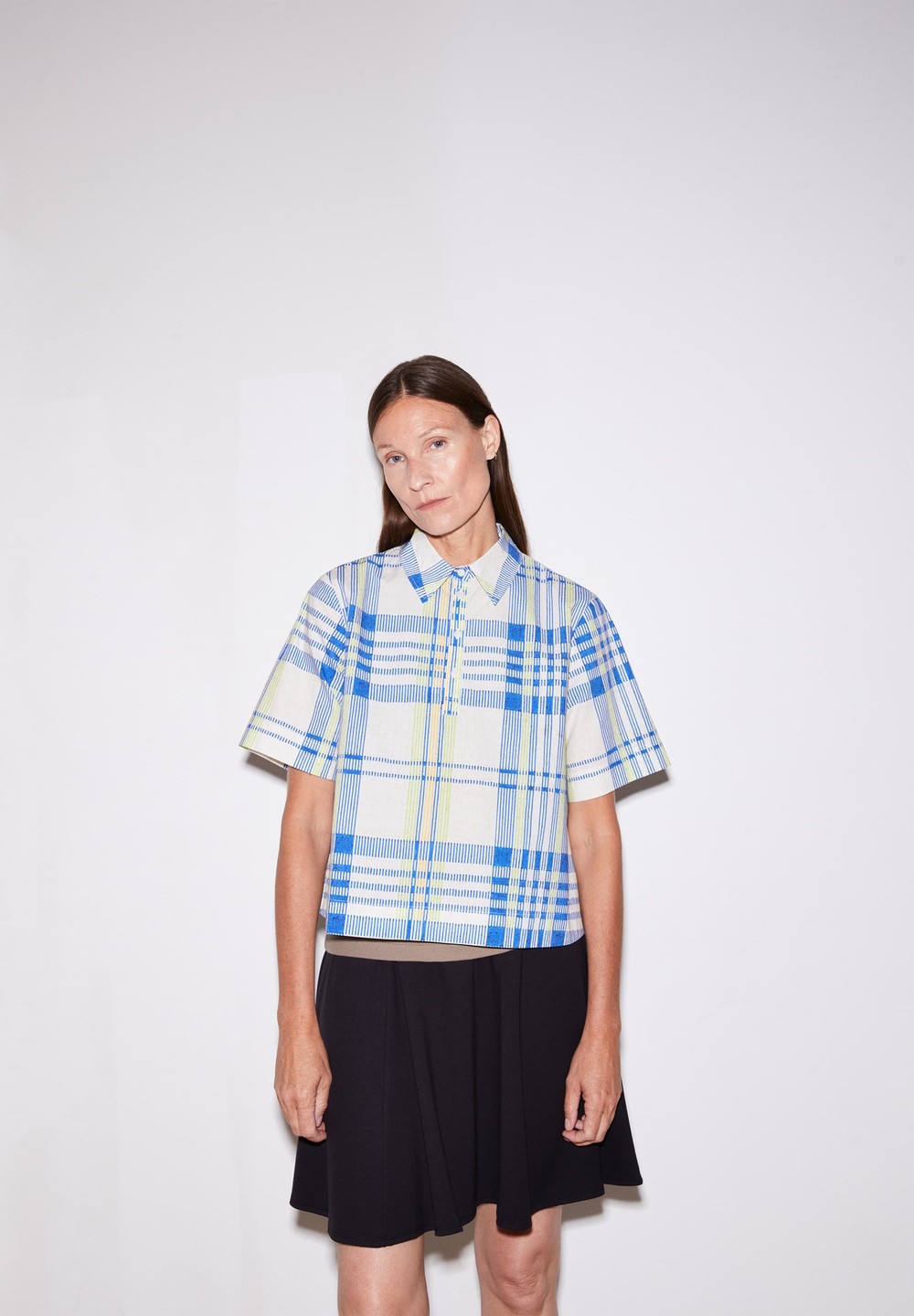 ARMEDANGELS NELINAA COLLEGE CHECK Blouse Relaxed Fit made of Organic Cotton Oatmilk | WFHJG5648